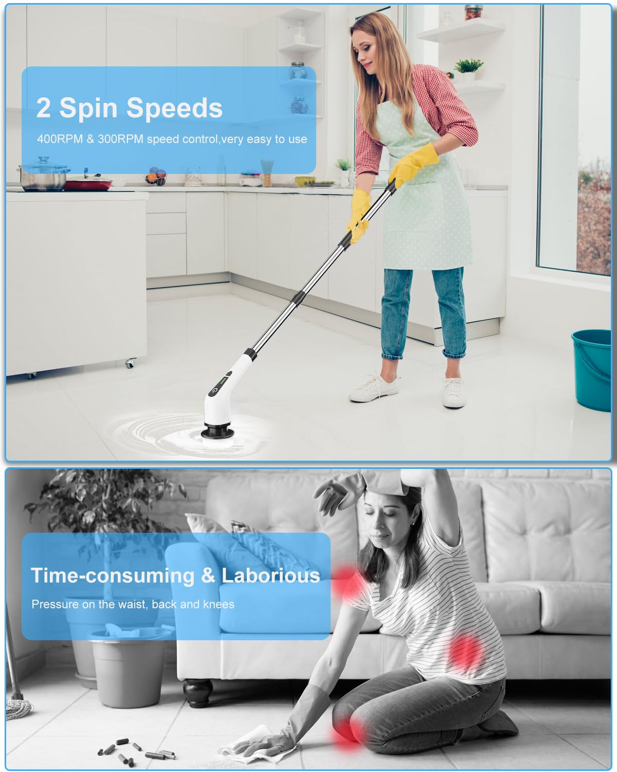 Leebein Electric Spin Scrubber, Cordless Cleaning Brush for Bathroom, Home