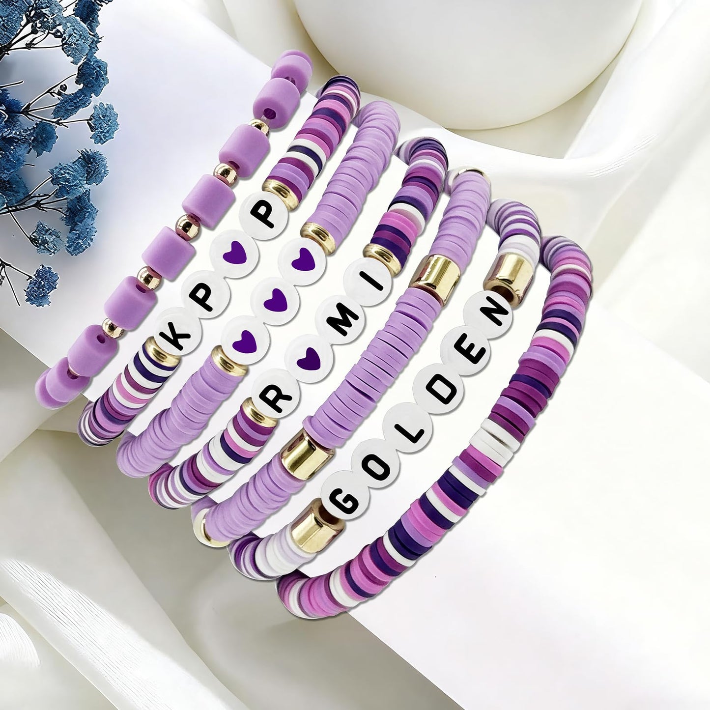 For Grils Bracelet Korea-pop DemOn Friendship Merch Bracelets Stackable Stretch Hunters Singer Inspired Letter Bracelets for Girls Women Fans Valentine's Day Birthday Easter Gifts
