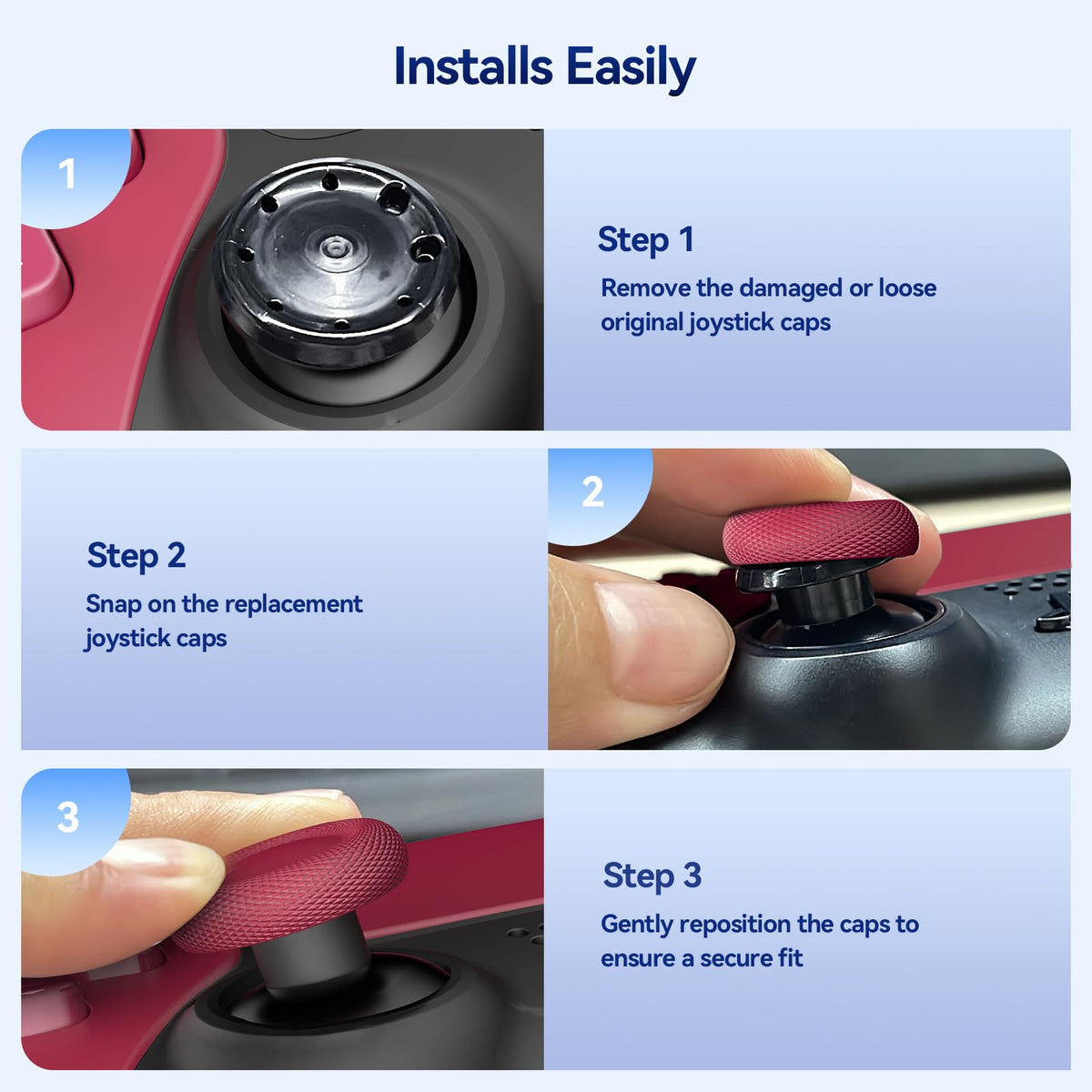 NEWDERY Joystick Replacement Grip Caps for PS5/PS4 Controller