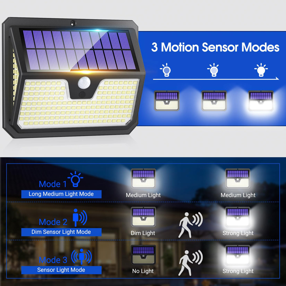 Outdoor Garden Solar Security Lights - 6 Pack Solar Motion Sensor Light