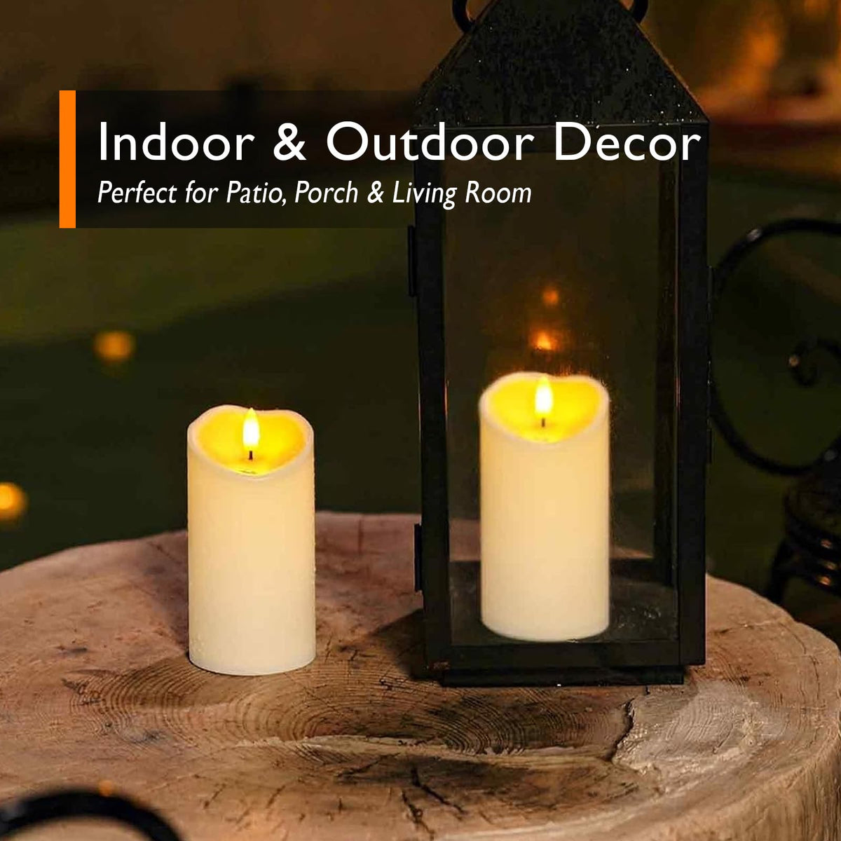 Homemory Outdoor Waterproof Flameless Candles, Dark Ivory, Set of 2, D 3"