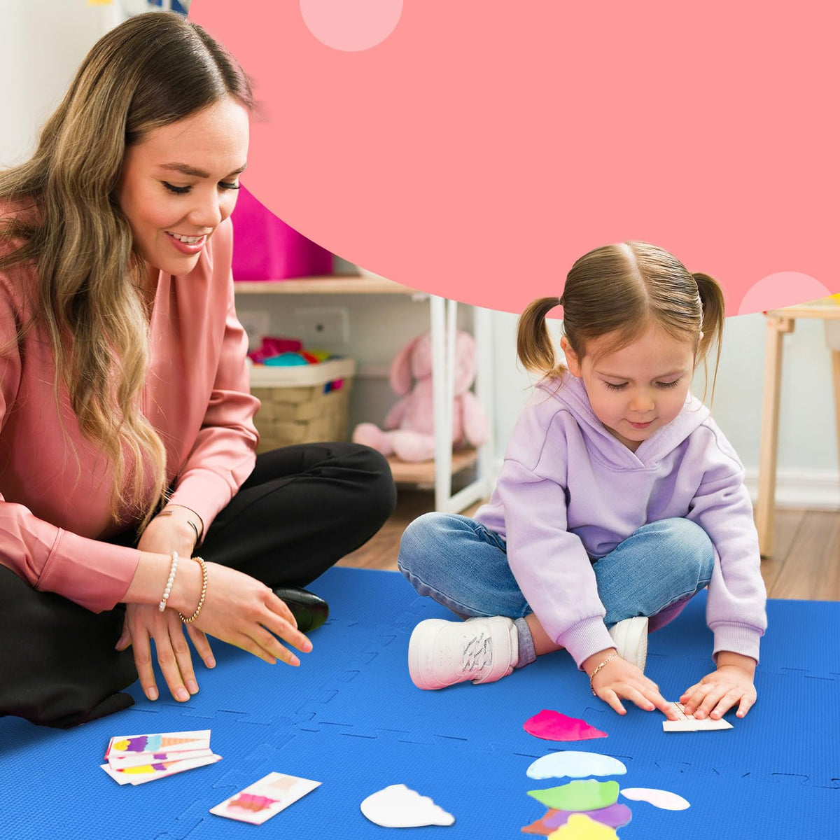 kidoola Foam Baby Play Mat (29x29cm) – Thick & Soft EVA Foam Interlocking Floor Tile Matting for Children – Large Multi Colour, Safe & Comfortable 7mm Thick Play Flooring (9pc)
