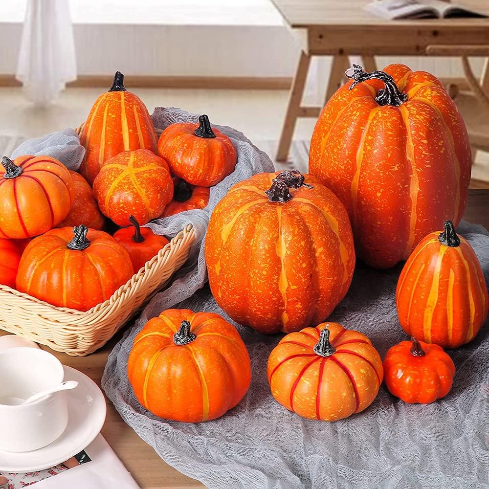7Pcs Artificial Pumpkin,Fake Pumpkin,Autumn Decoration for Thanksgiving Halloween Christmas