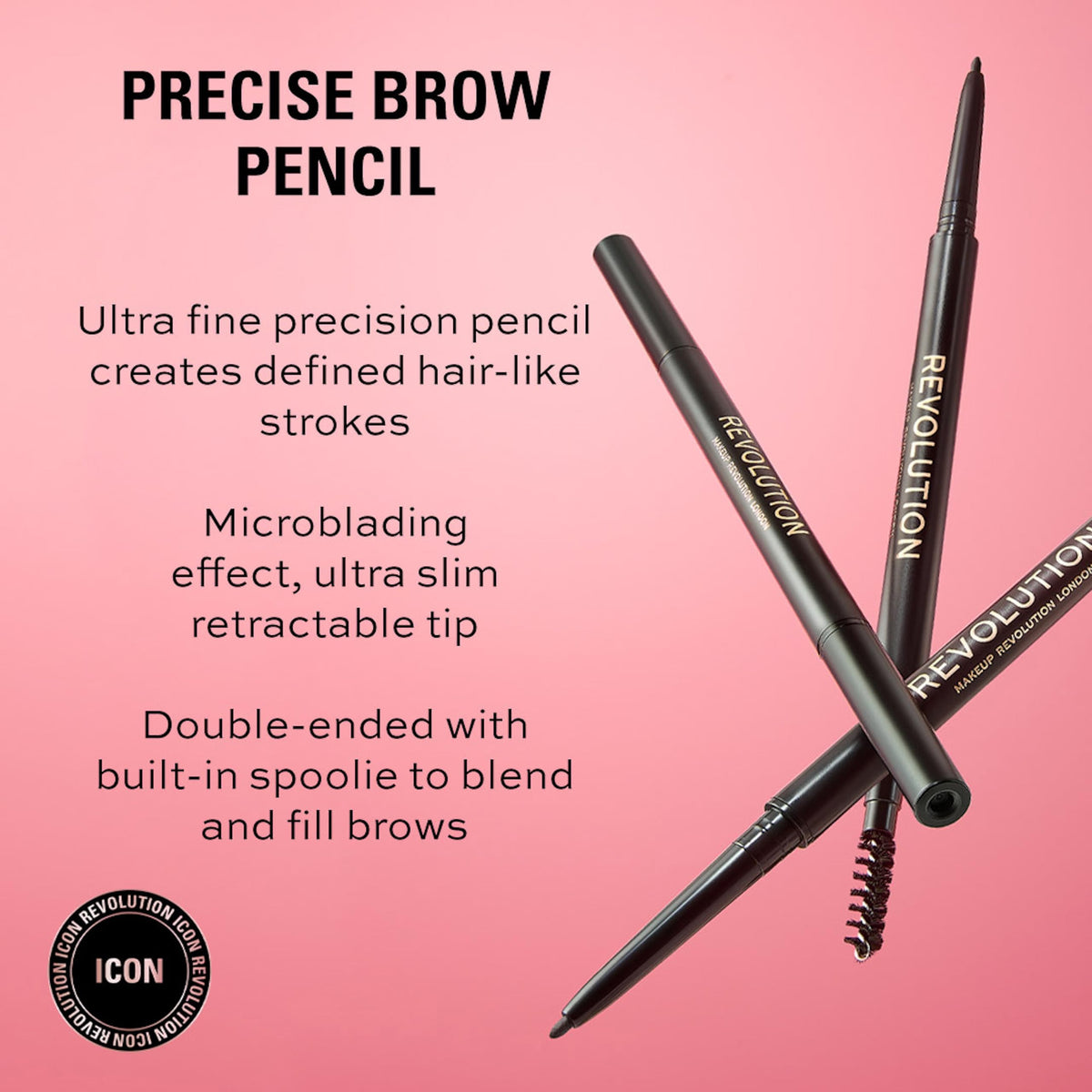 Revolution Precise Brow Pencil, Dark Brown, 0.05g