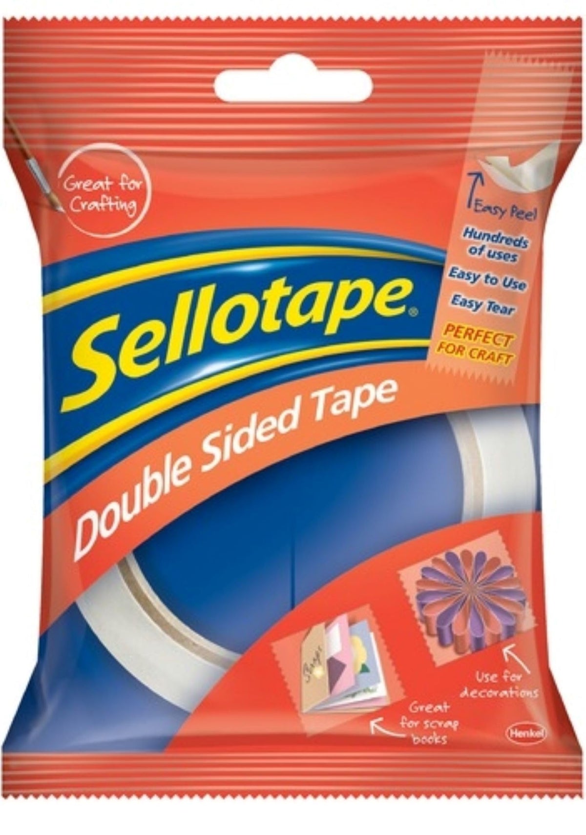 Sellotape Double Sided Tape, Strong Double Sided Tape for Everyday Use, Mounting, Arts & Crafts, Easy to Use Double Sided Sticky Tape with Solid Grip & Easy Peel, 12mmx33m (Pack of 2)