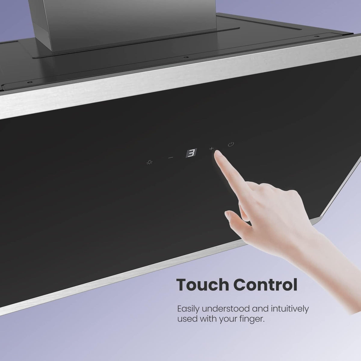 COMFEE' 60cm Angled Cooker Hood, A++, Wall Mounted, Black
