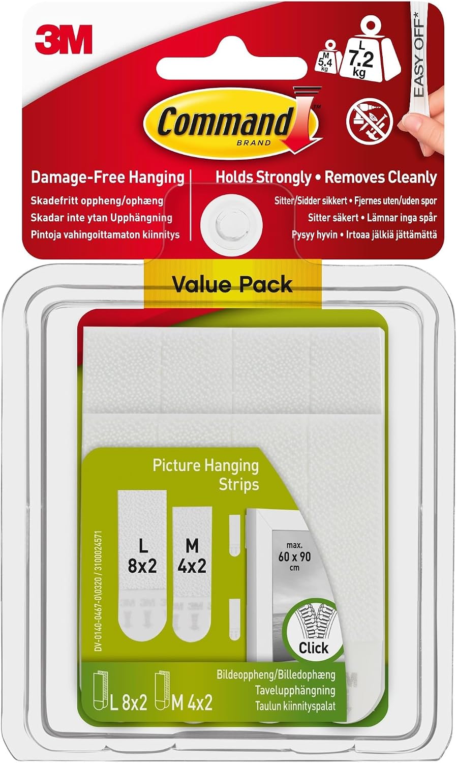 Command Picture Hanging Strips, Value Pack, 4x2 Pairs of Medium, 8x2 Pairs of Large - Damage Free Hanging