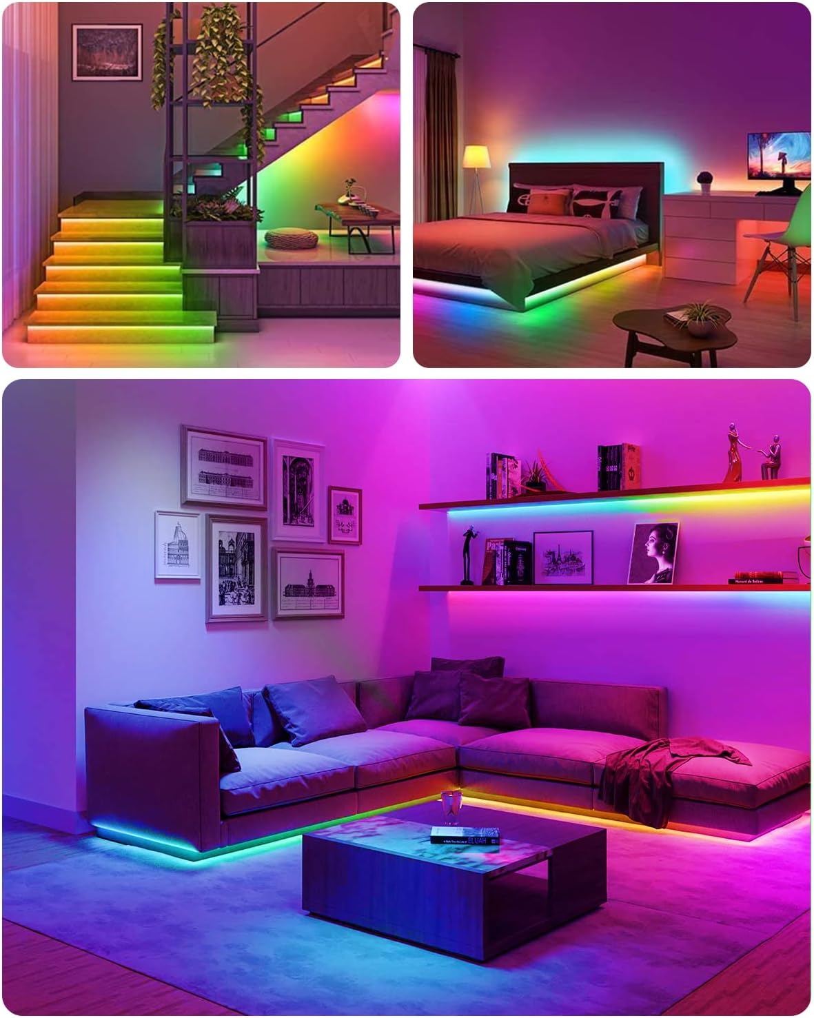Daymeet TV Led Lights, 4M TV Led Backlight for Lights USB Powered RGBIC Light Strip for 55-75 inch Monitor Behind Lighting with Remote Music Sync Bluetooth APP Control