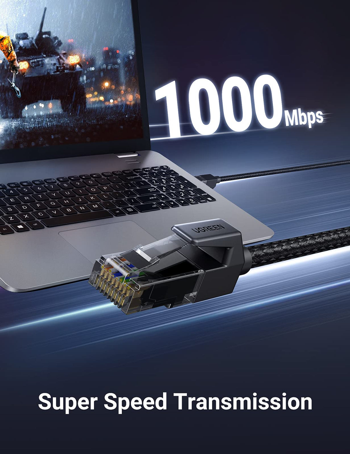 UGREEN Ethernet Cable 1M, High-Speed Gigabit Cat 6 Network Cable Braided