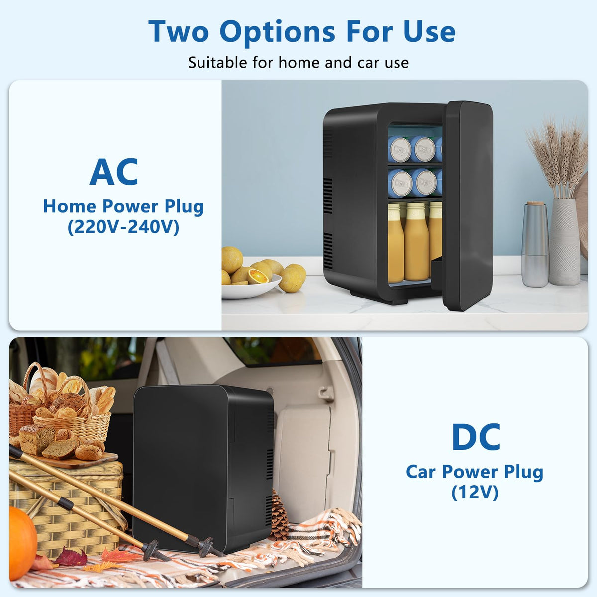 ARTETHYS Mini Fridge for Bedrooms, 10L Small Portable Car Fridges