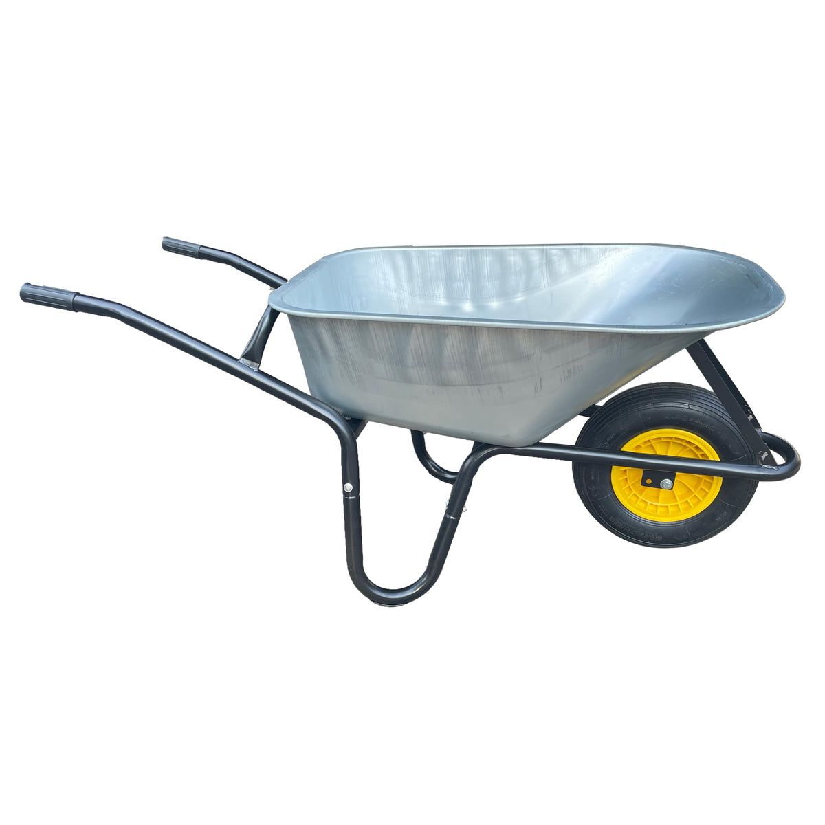 Neo Wheelbarrow Home Garden Cart Galvanised with Pneumatic Tyre (85L) Silver