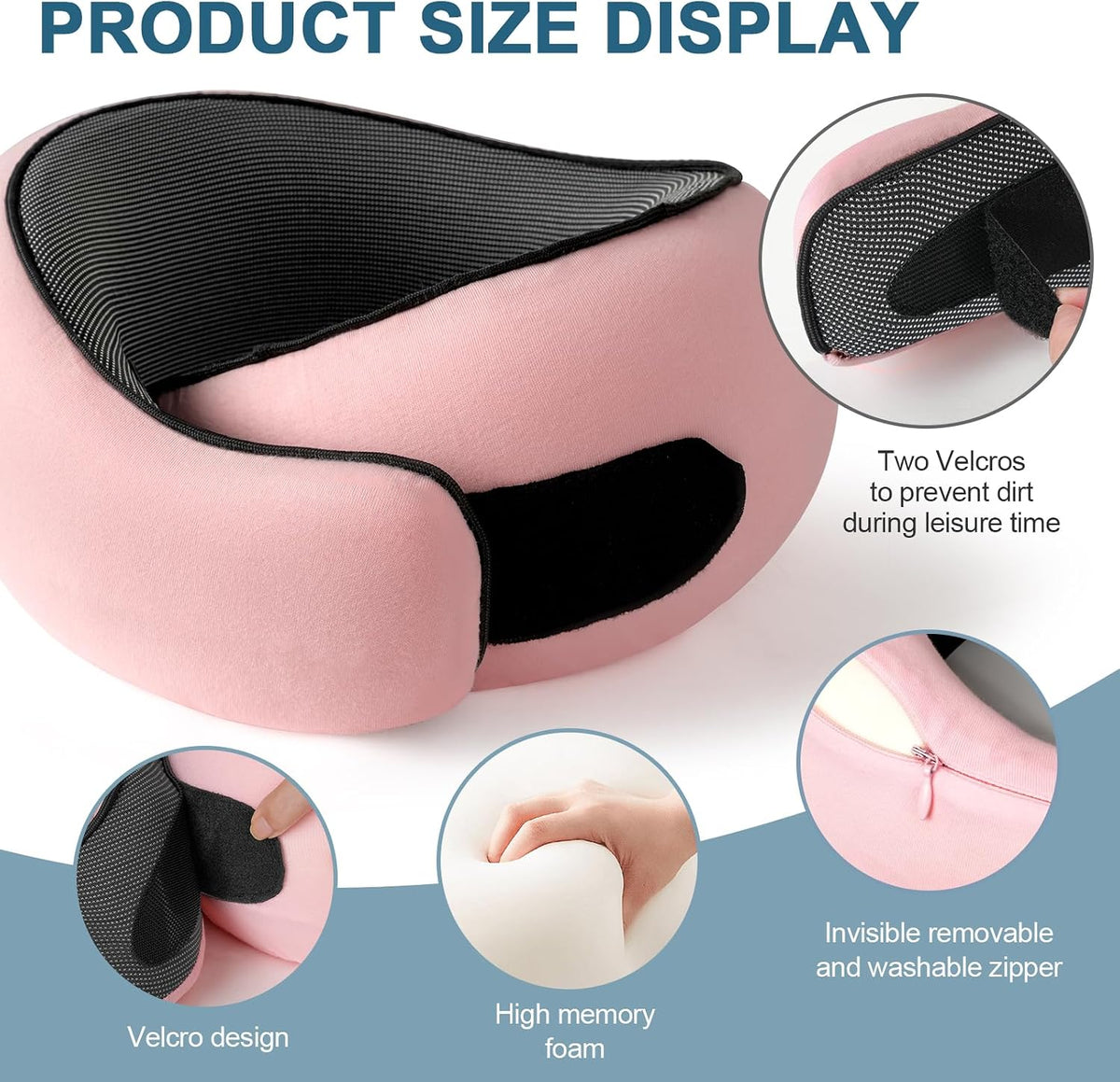 Memory Foam Travel Neck Pillow, 360° Support with Eye Mask&Earplugs