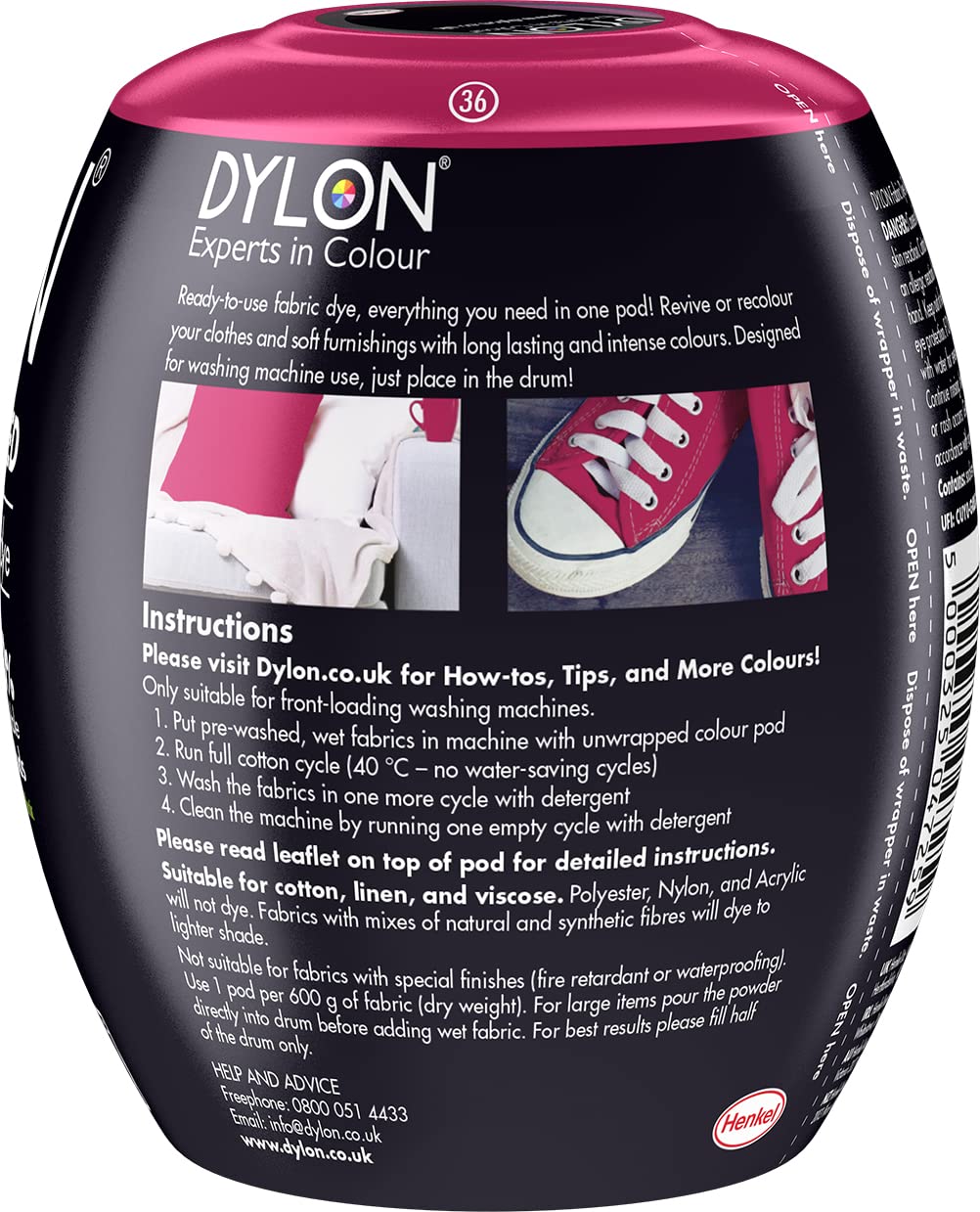 DYLON Washing Machine Fabric Dye Pod, Intense Black, 350g