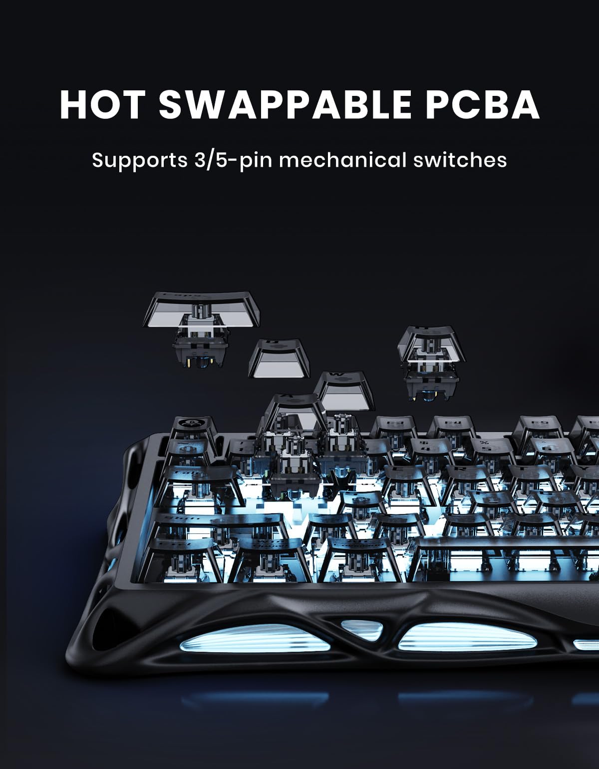 GravaStar Mercury K1 Mechanical Keyboard with Aluminium Frame, 75% Wireless Gaming Keyboard, Hot Swap Custom Keyboard with Button, Gasket, RGB Tri-Mode Keyboard, PBT Keycaps, 8000 mAh White