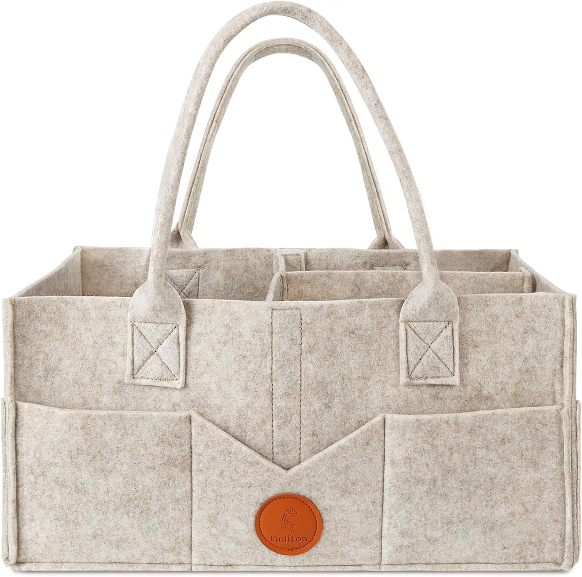Maliton Nappy Caddy Organiser with 8 Pockets & Removable Dividers (Khaki)
