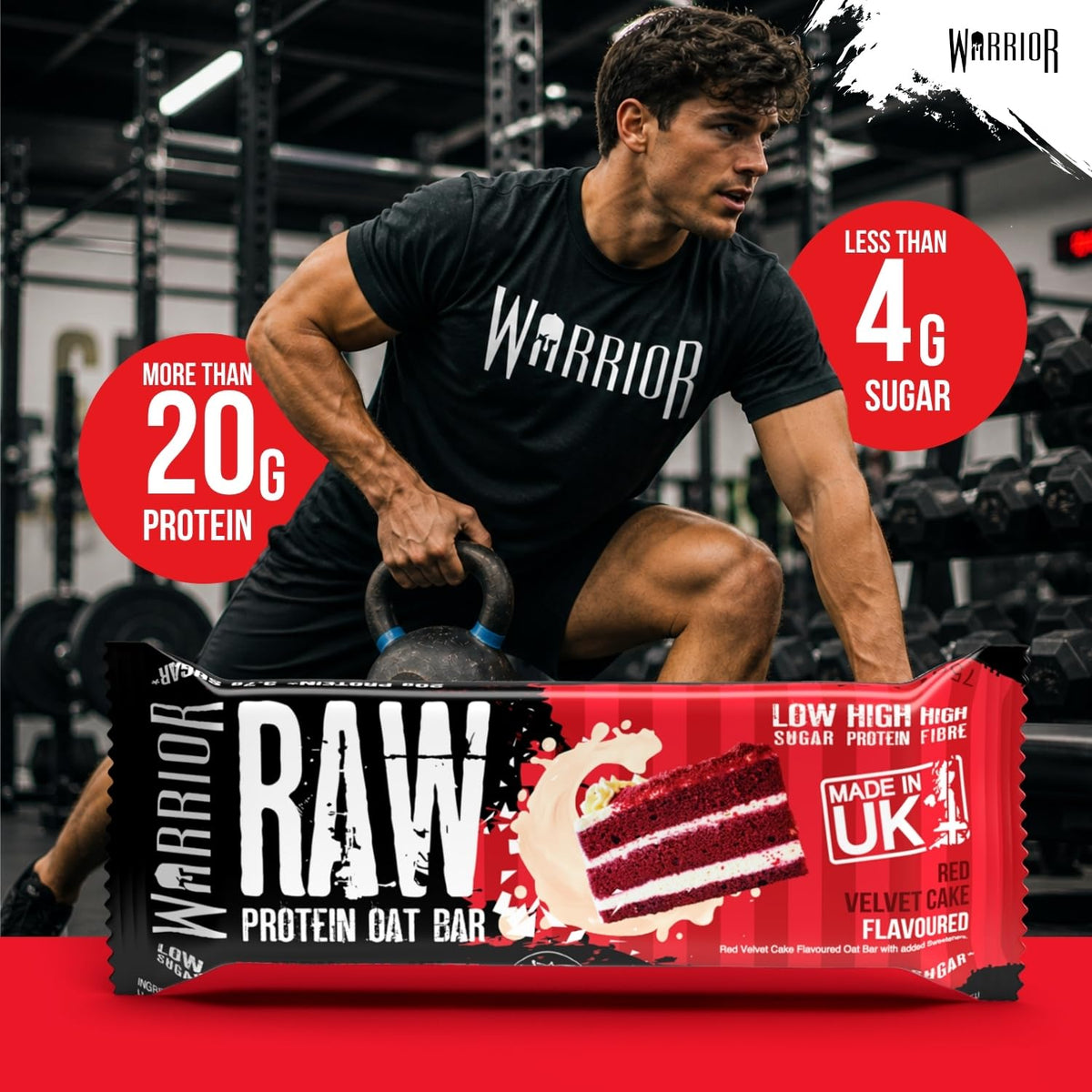 Warrior RAW Protein Bars 12 x 75g High Protein Oat Flapjack Snack