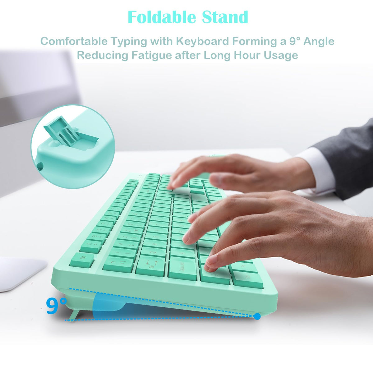 LeadsaiL Wireless Keyboard and Mouse Set, 2.4GHz USB Computer Keyboards and Mouse Combo, Full Size UK QWERTY Layout, Ergonomic Design with 12 Multimedia Shortcuts for HP/Lenovo Laptop and Mac-Purple