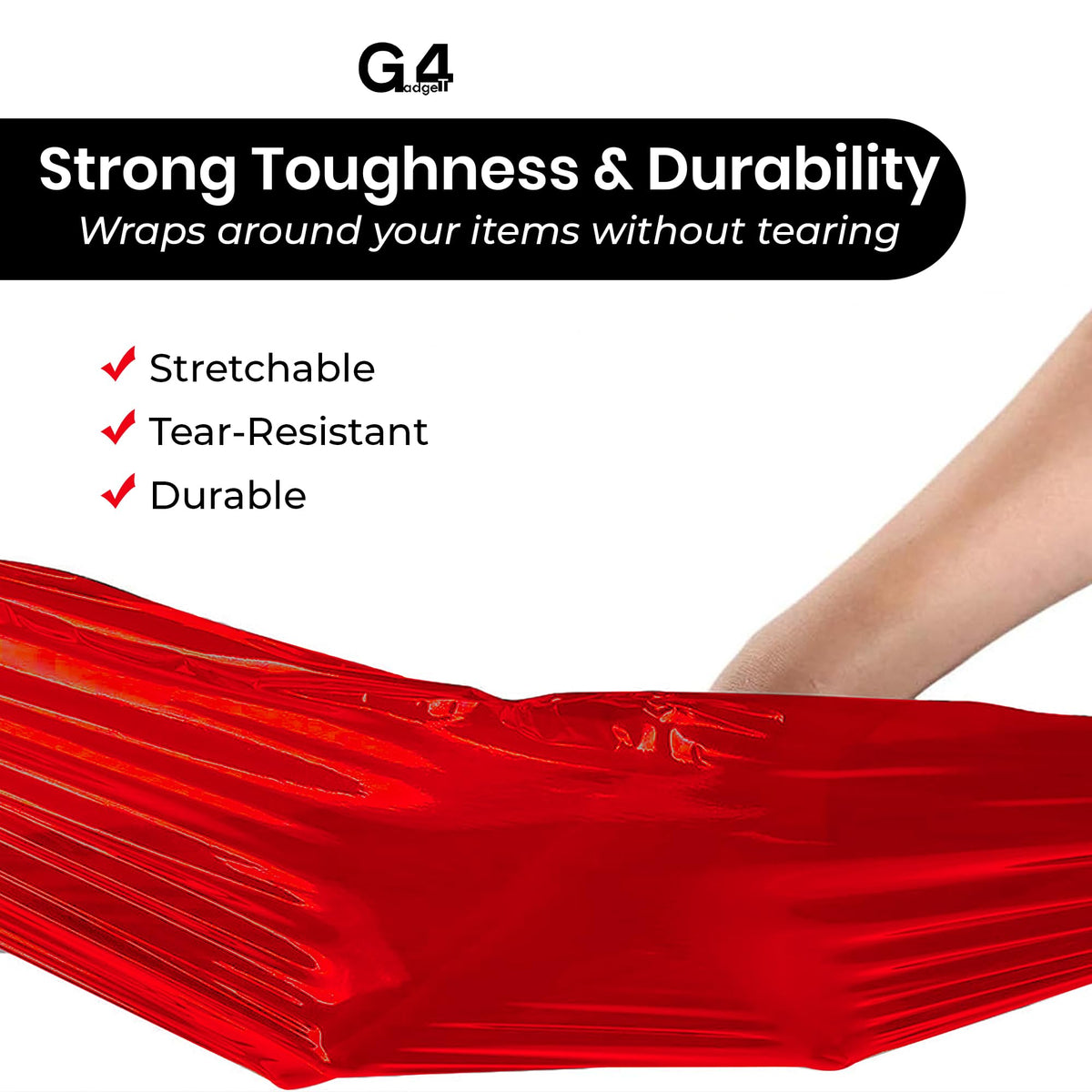 Heavy Duty Strong Pallet/StretchWrap/Shrink Wrap Packaging Cling Film - 400mm x 220m Pallet Stretch Wrap for Moving Home, Furniture, Luggage and Parcel (Black ‎40cm x 220m (STD CORE))