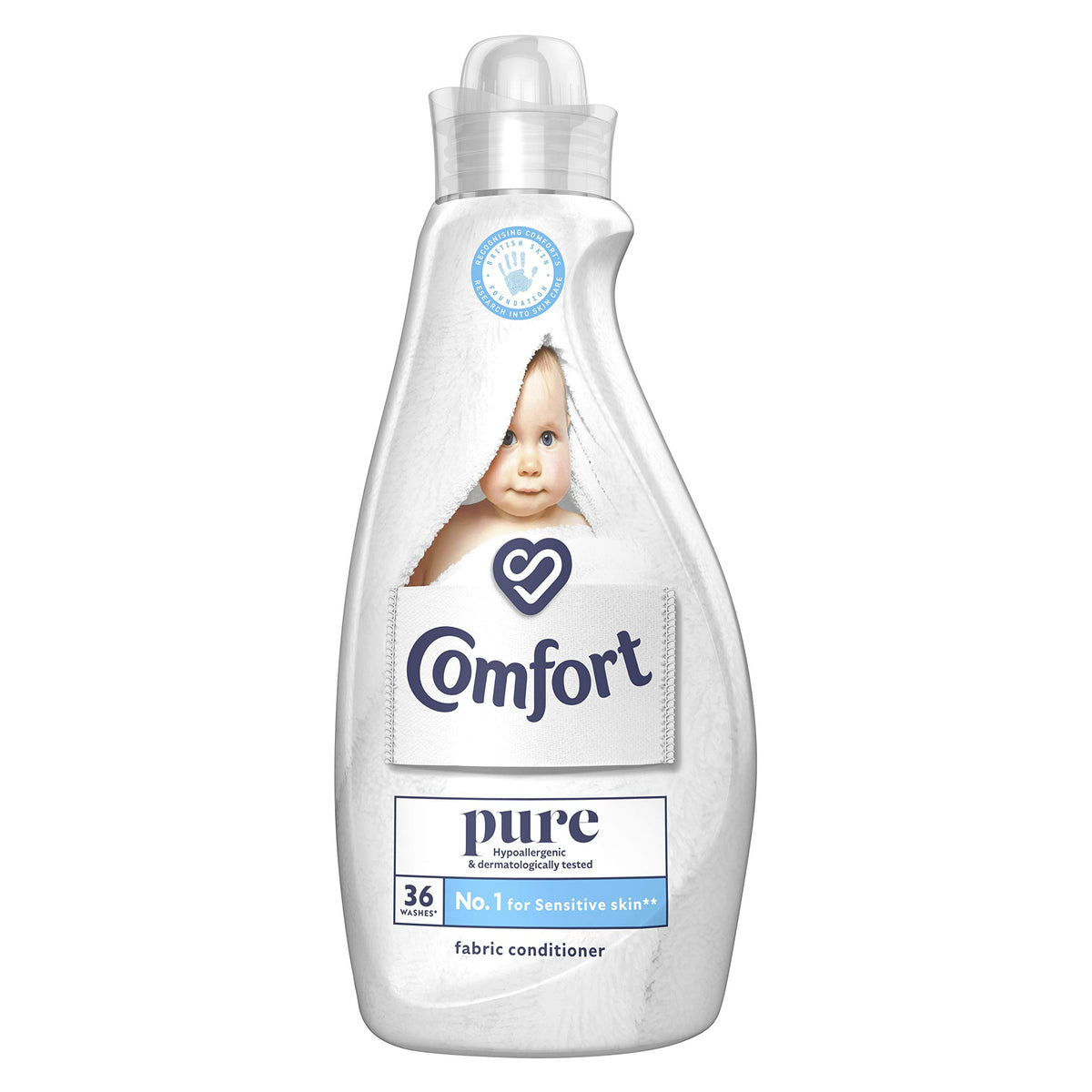 Comfort Pure Sensitive Fabric Conditioner dermatologically tested gentle next to sensitive skin 160 washes (4.8 L)