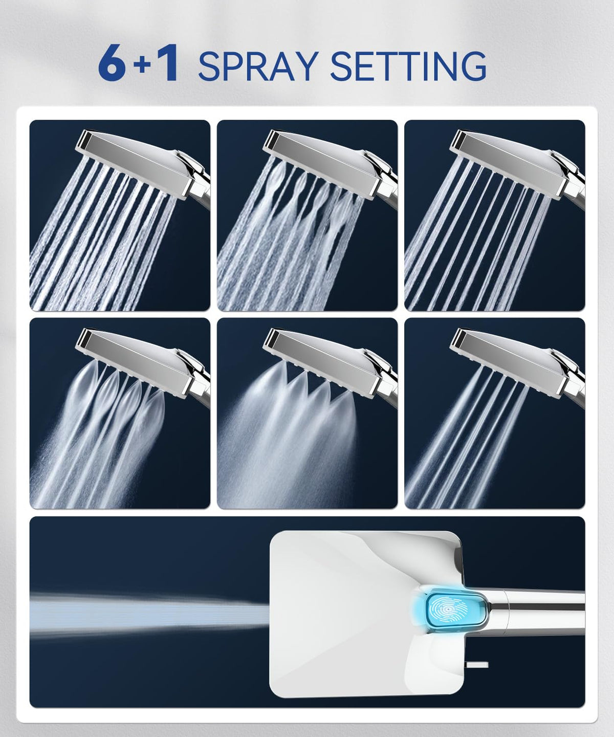 High Pressure Shower Head, Power Shower Head with 6 Modes