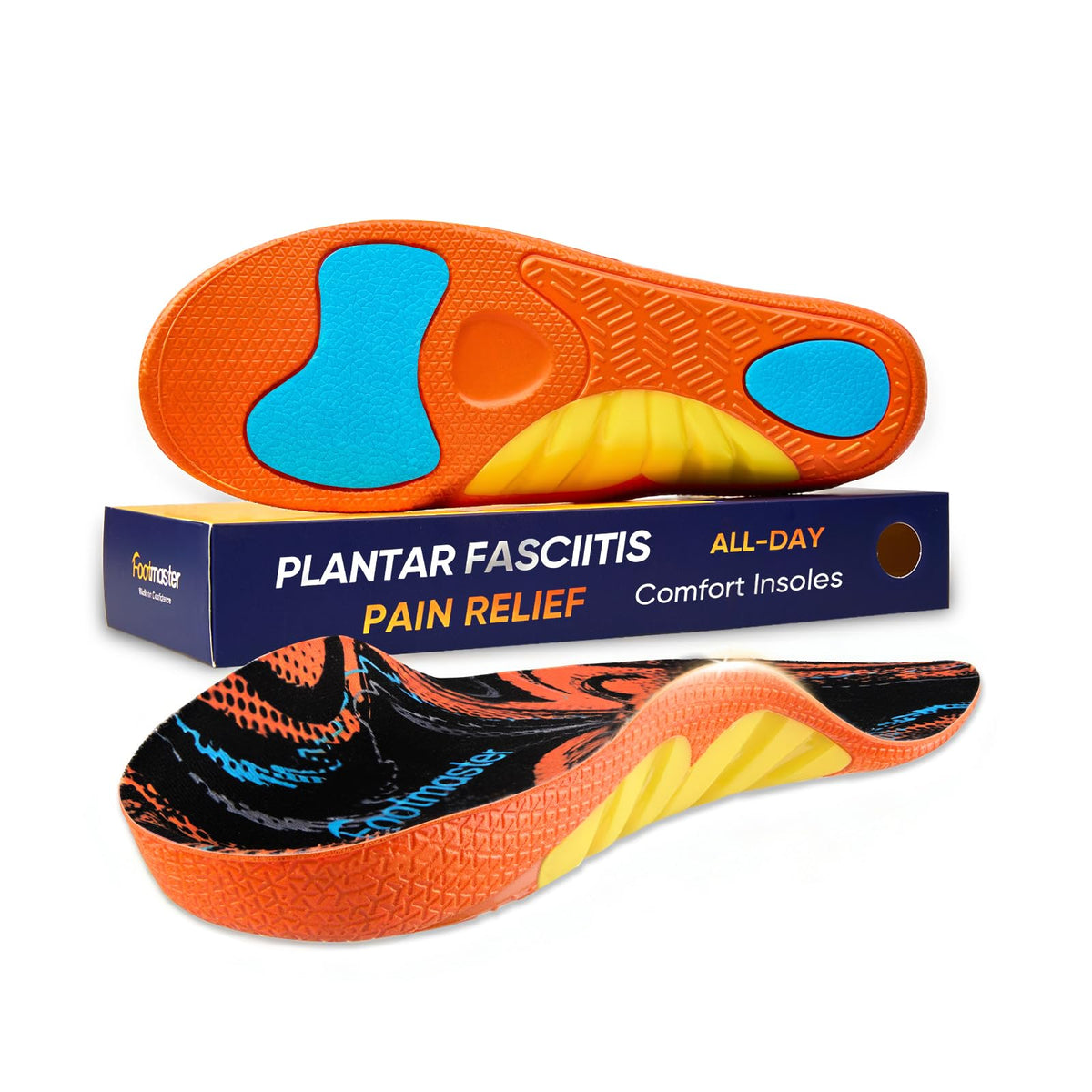 Footmaster Plantar Fasciitis Pain Relief Insoles,All-Day Comfort Orthotic Shoe Inserts with Arch Support,Shock Absorbing for Heel Pain and Flat Feet