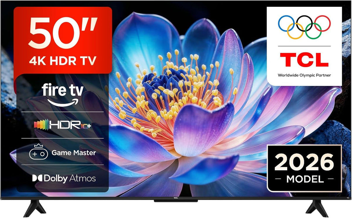 TCL 50V6D-UK 50 Inch 4K HDR, Fire TV, HDR10+, Dolby Atmos, DTS:X, Game Master, Motion Clarity, AirPlay 2, Press & Ask Alexa (2026 New Model)