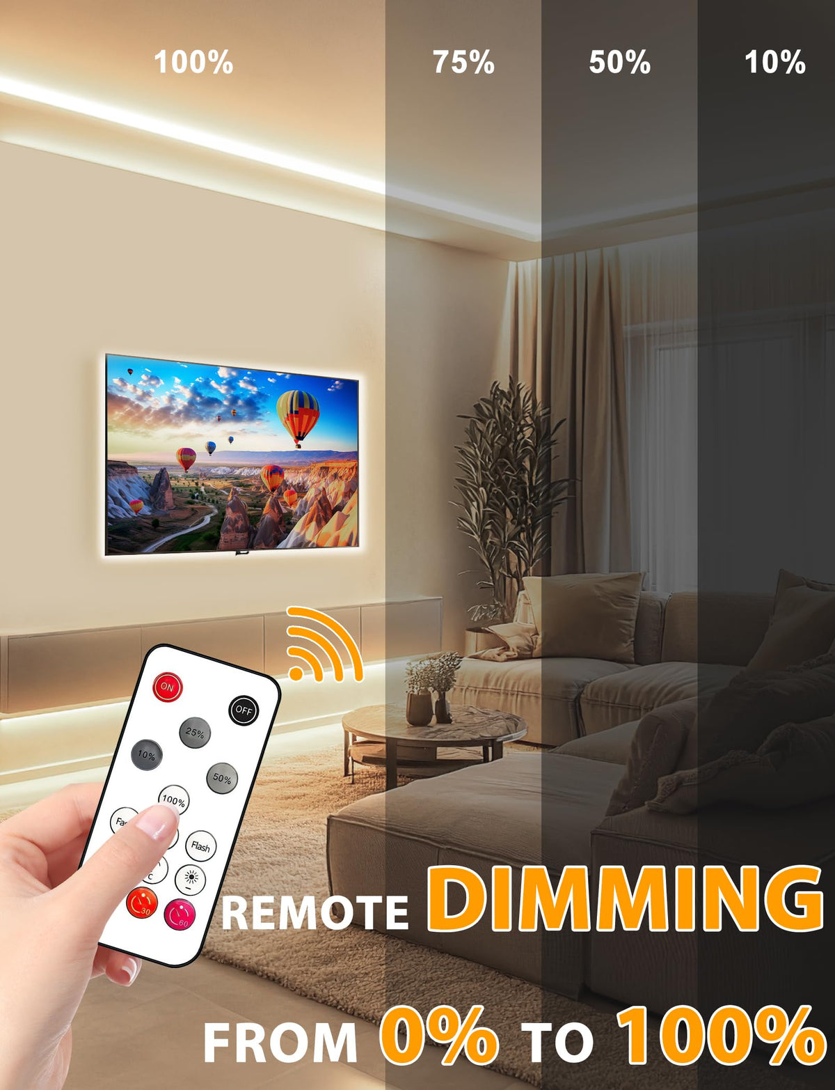 Lamomo 3M COB LED Strip Light,Warm White Dimmable Neon Rope with Remote
