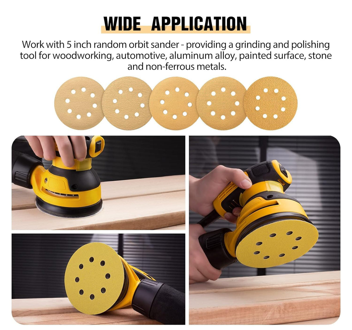 SATC Sanding Discs 150 Grit 110PCS Orbital Sander Discs 125mm Hook and Loop Round Orbital Sander Pads for Sanding
