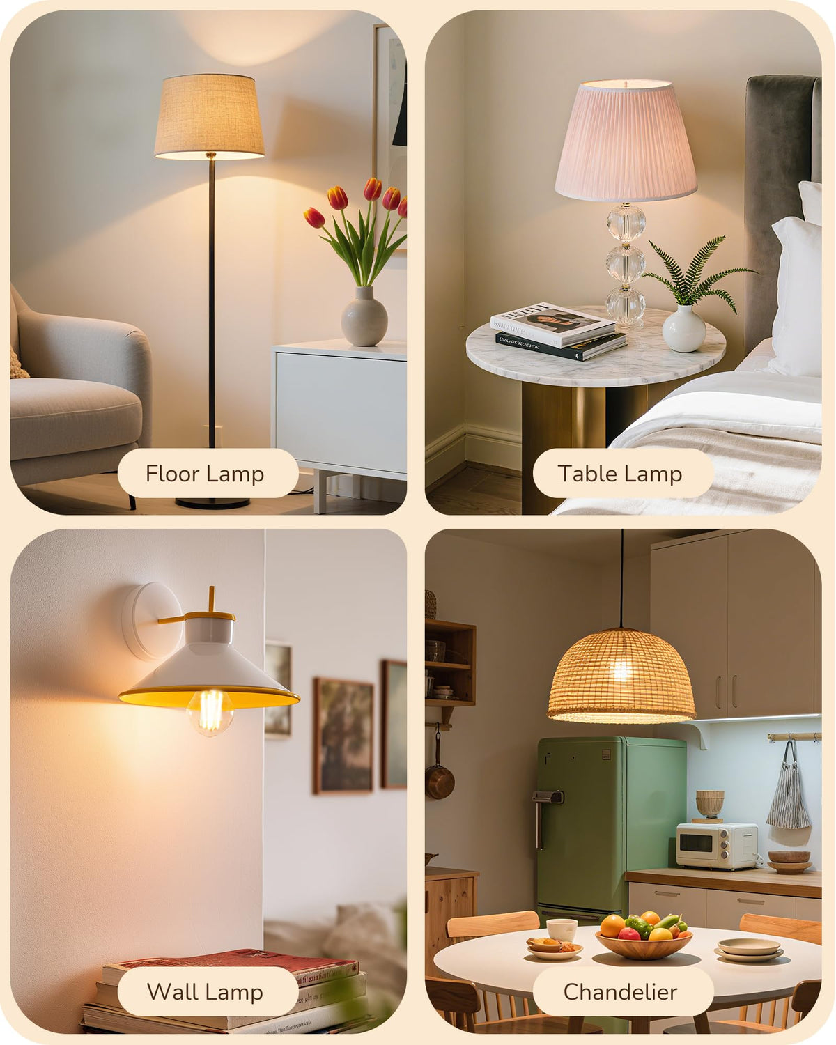 EDISHINE 6 Pack E27 Dimmable LED Edison Bulbs, 6.5W 2700K Warm White, 806LM