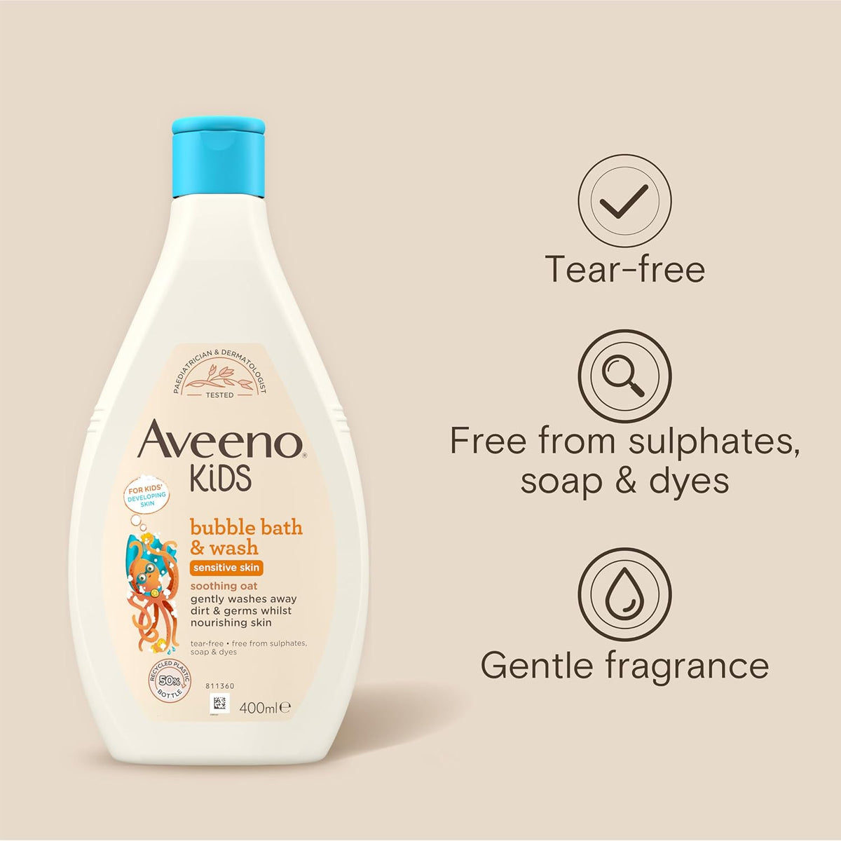 Aveeno Kids Bubble Bath & Wash for Sensitive Skin (1 x 400ml)