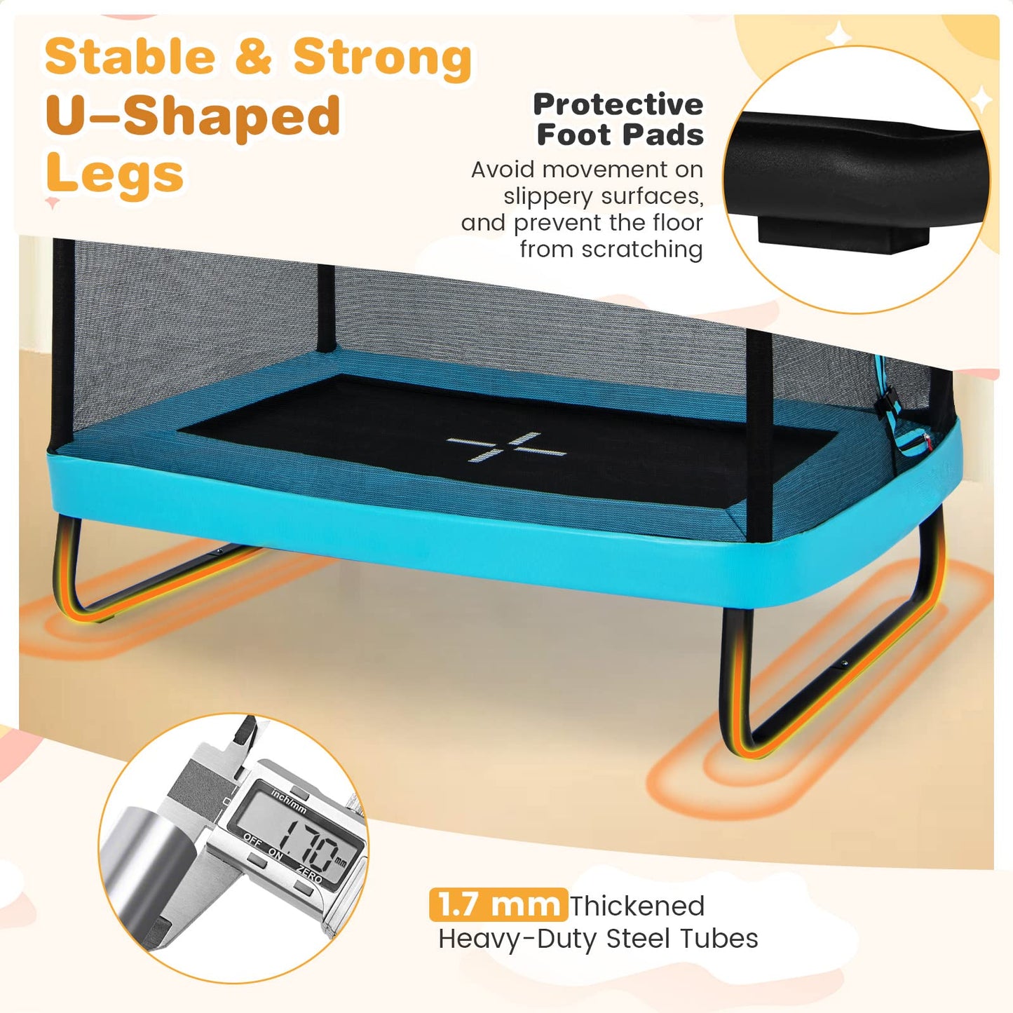 COSTWAY 6FT Kids Trampoline, 2 in 1 Toddler Trampolines with Swing and Enclosure Safety Net, Rectangle Trampoline for Outdoor