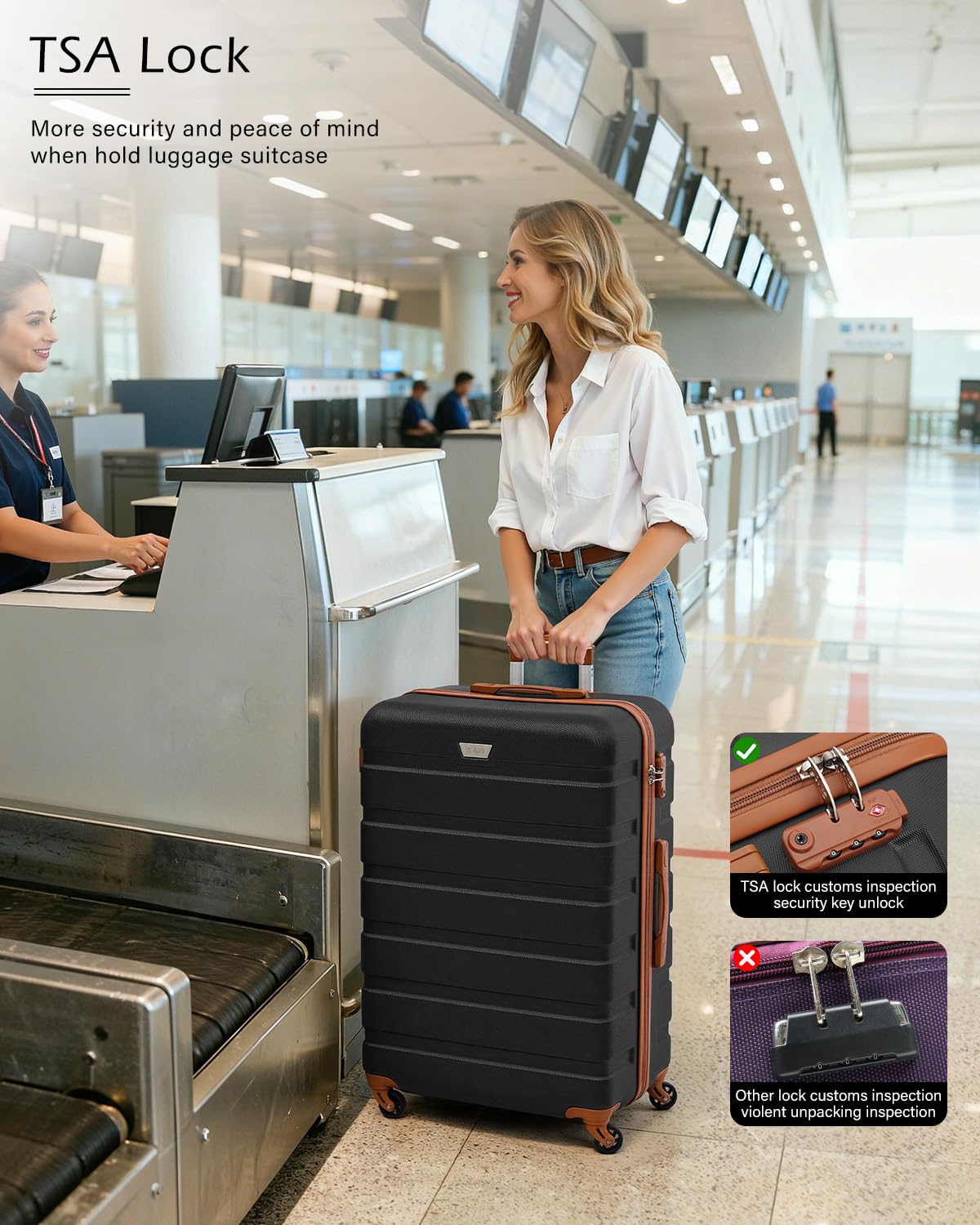 COOLIFE 28 Inch Large Suitcase, ABS+PC, Lightweight Hard Shell Luggage