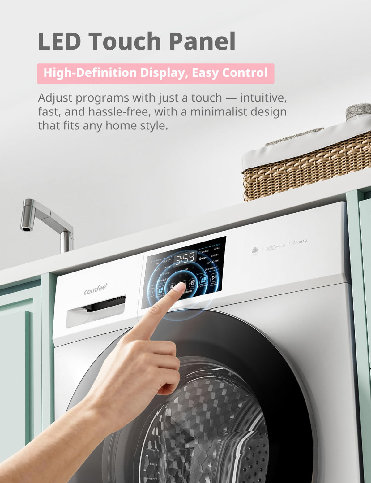 COMFEE' 10kg/7kg Washer Dryer Machine 2 in 1 Energy Class A BLDC Motor