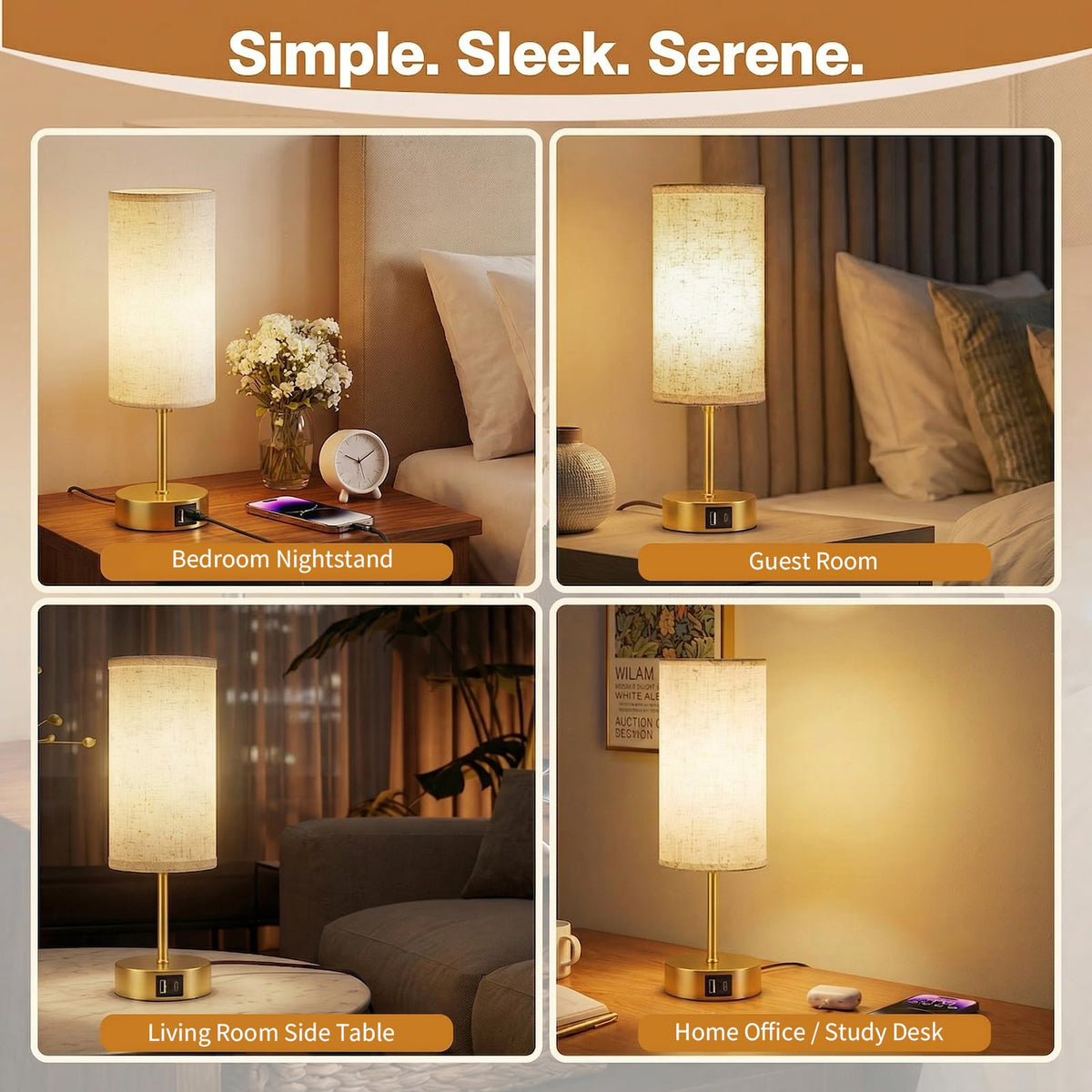 Bedside Lamp, Touch Table Lamp for Bedroom, Living Room & Office