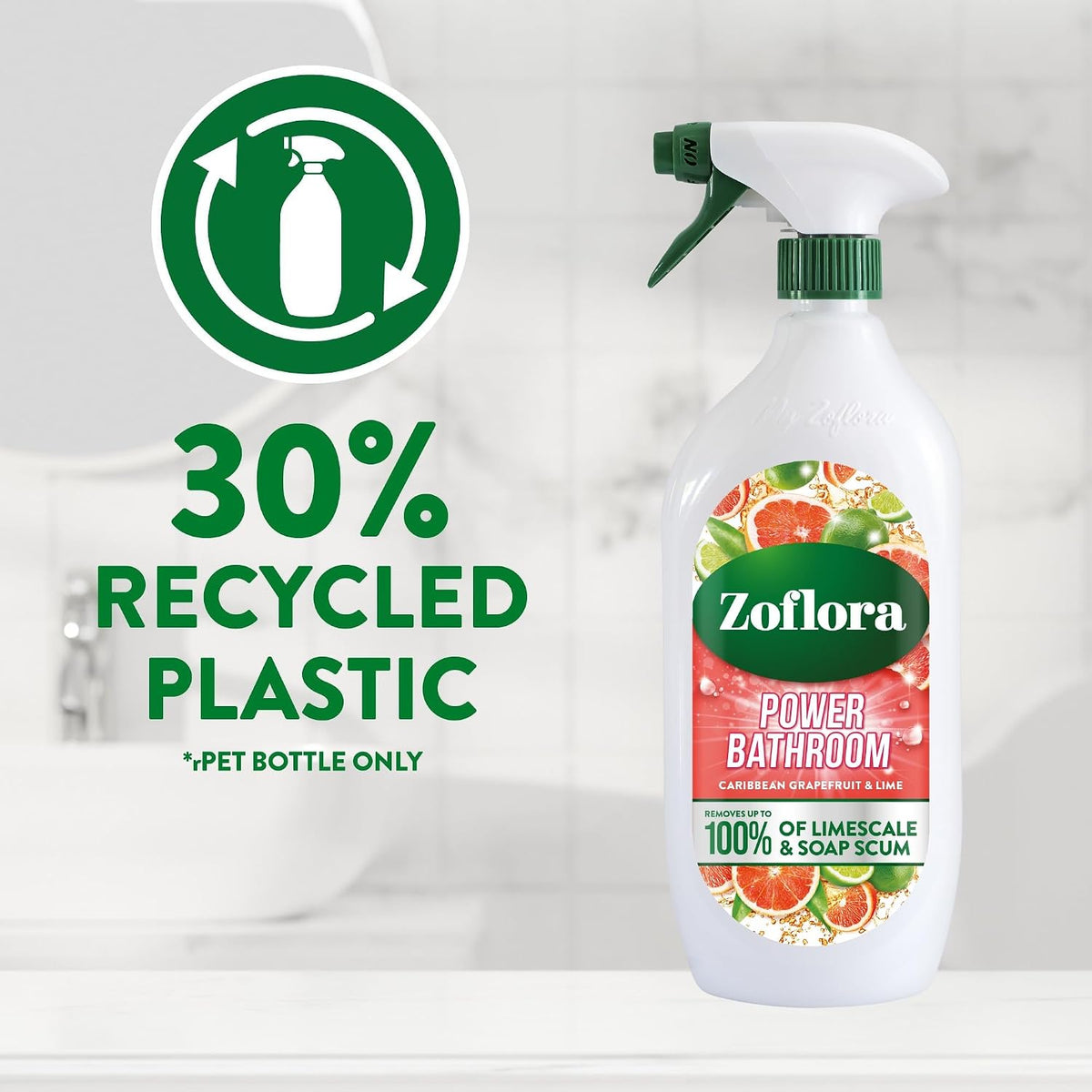 Zoflora Grapefruit & Lime Power Bathroom Cleaner Trigger Spray, 800ml