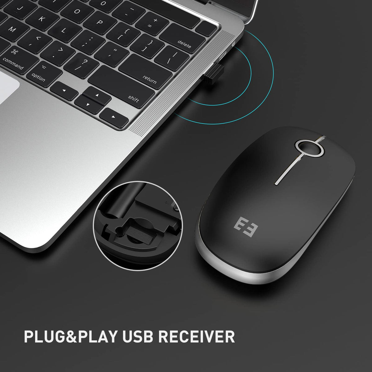 Seenda Wireless Mouse, Silent with 2.4G USB Receiver, Black