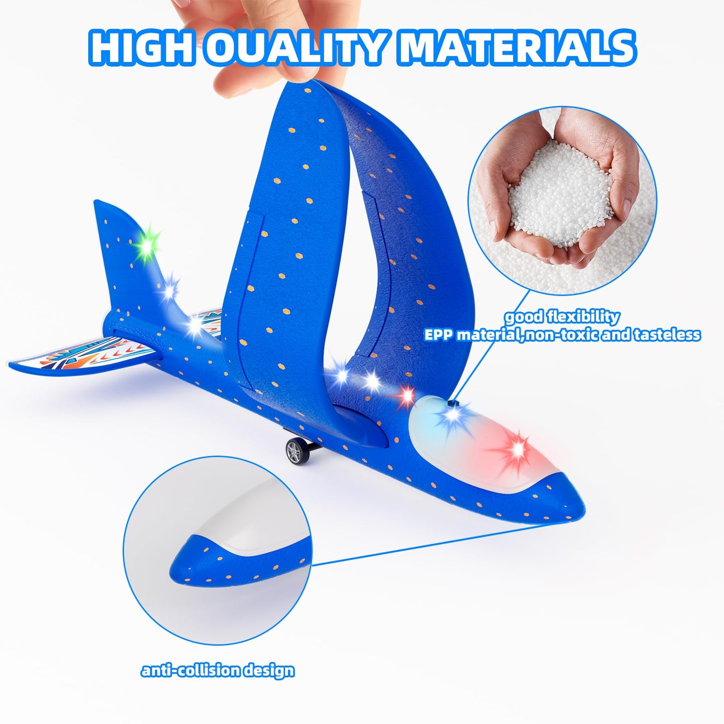 Doloowee Boys Toys for 3 4 5 6 7 8 Years Old, 1 Launcher with 3 Foam Glider Planes, Outdoor Garden Toys Birthday Present Gift for Kids 3 4 5 6 7 8 Year Old