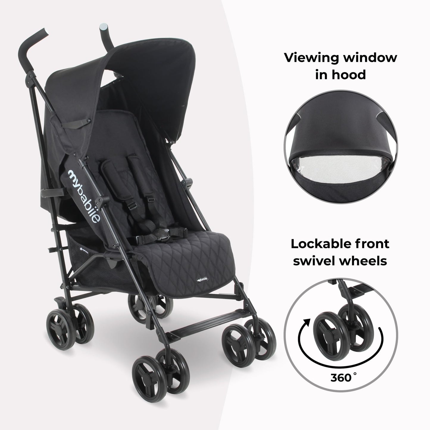 My Babiie MB01 Stroller - from Birth to 4 Years (22kg), Lightweight & Compact Umbrella Fold, Travel Buggy for Toddlers - Pink