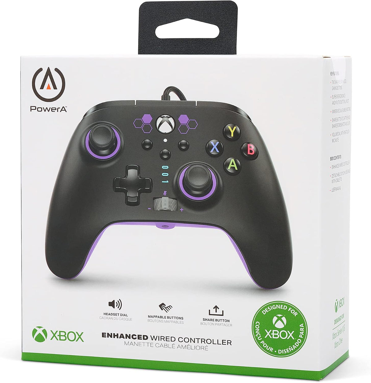 PowerA Enhanced Wired Controller for Xbox Series X|S, Wired Video Game Controller, Gamepad for Xbox X and S, Officially Licenced by Xbox, 2 Years Manufacturer Warranty - Purple Hex