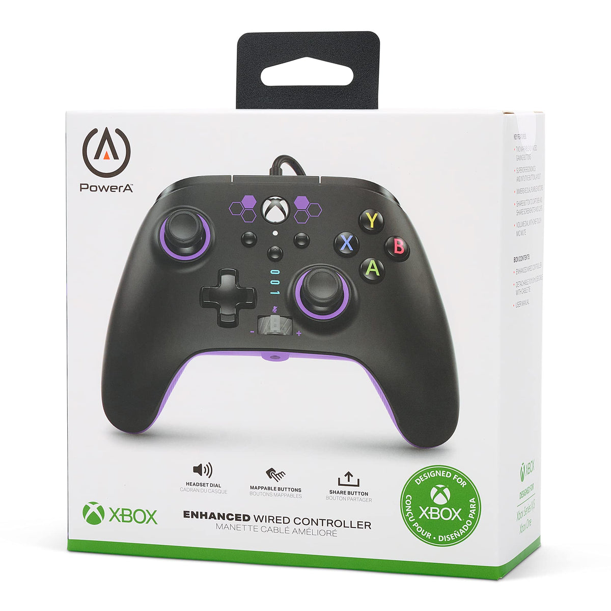 PowerA Enhanced Wired Controller for Xbox Series X|S, Wired Video Game Controller, Gamepad for Xbox X and S, Officially Licenced by Xbox, 2 Years Manufacturer Warranty - Purple Hex