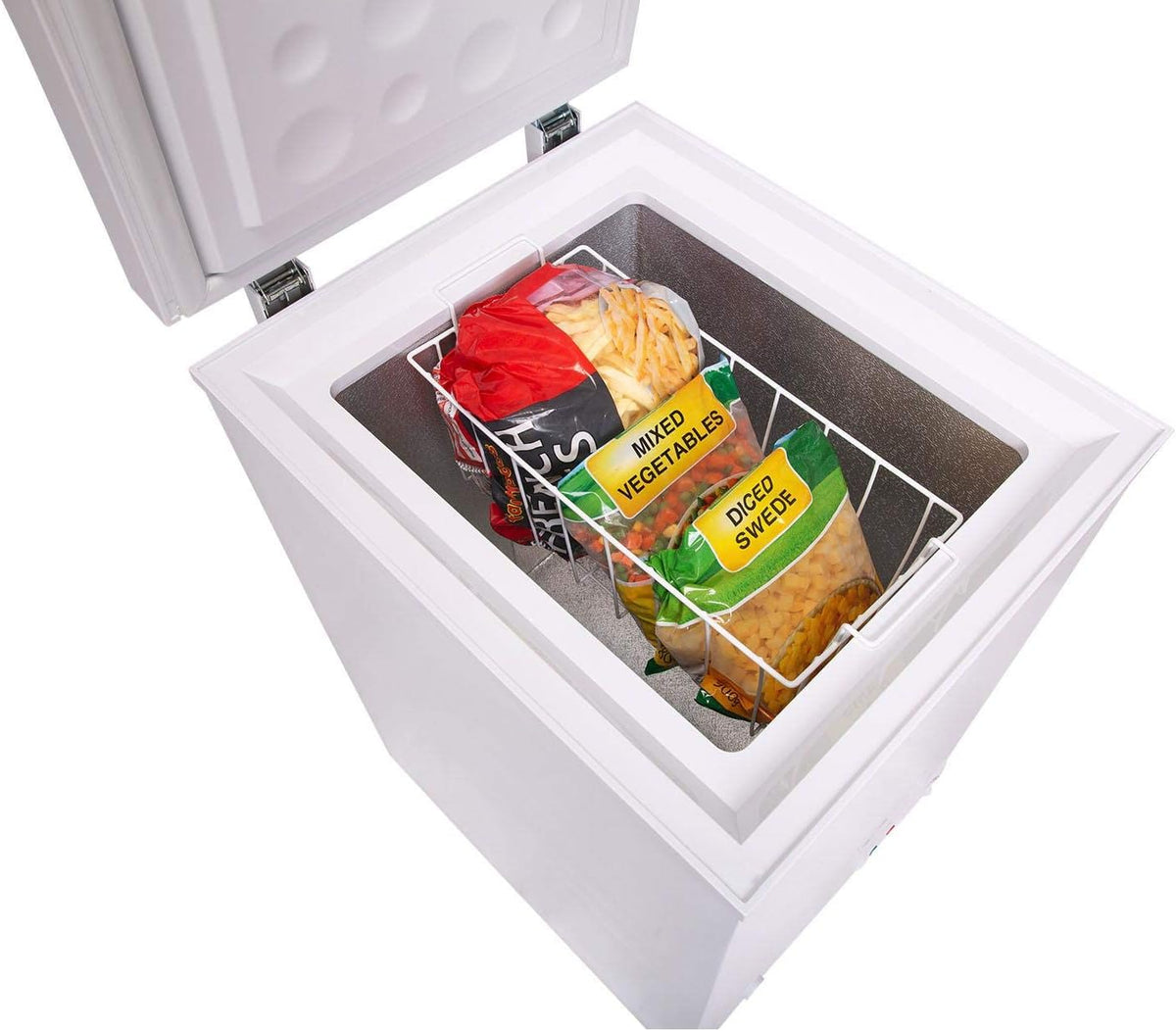 SIA Chest Freezer 80L, Removable Wire Basket, Freestanding, White, CHF100W