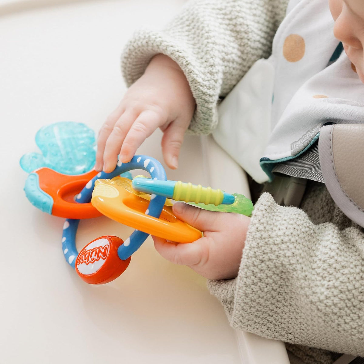 Nuby IcyBite Keys Soothing PureIce Gel Filled Teether for Sore Gums, 3M+