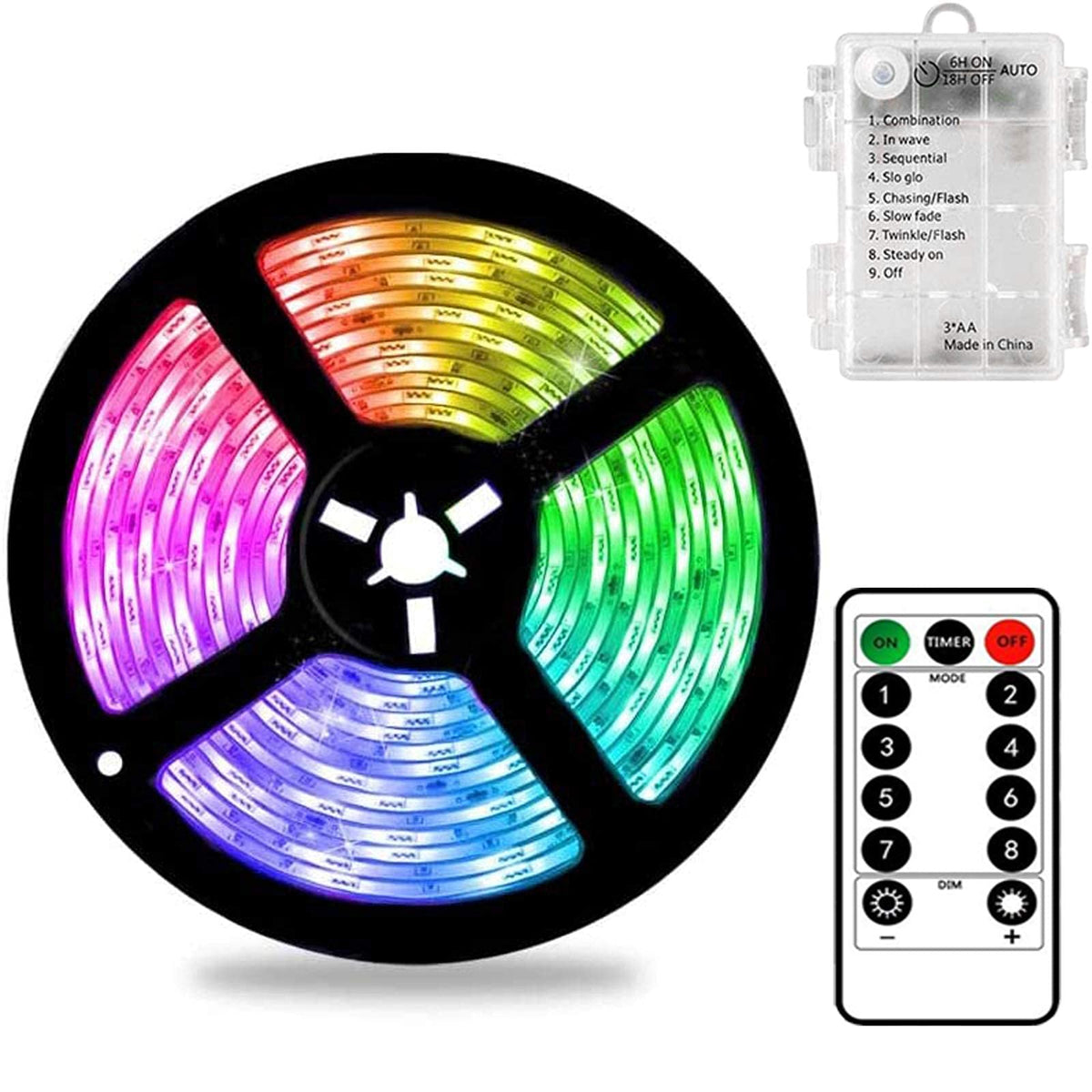 CCILAND 3M 90 LED Battery Strip Lights with Remote 8 Modes Timer