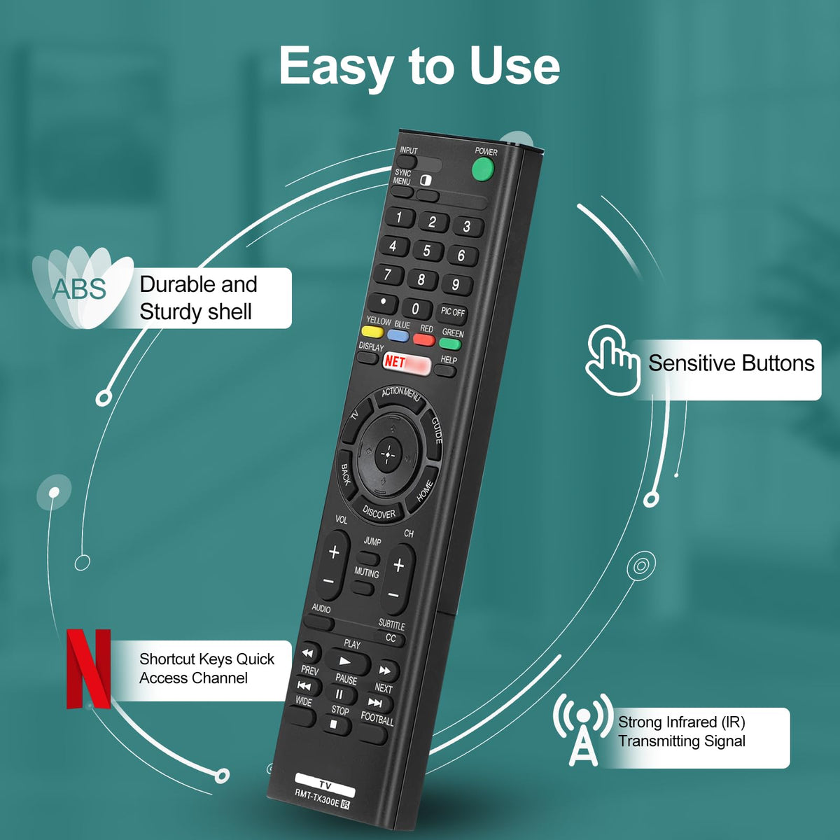 Hisense TV Remote Control, Universal Remote Control Replacement for Hisense VIDAA 4K UHD Smart TV with 12 Shortcut Buttons, No Setup Required