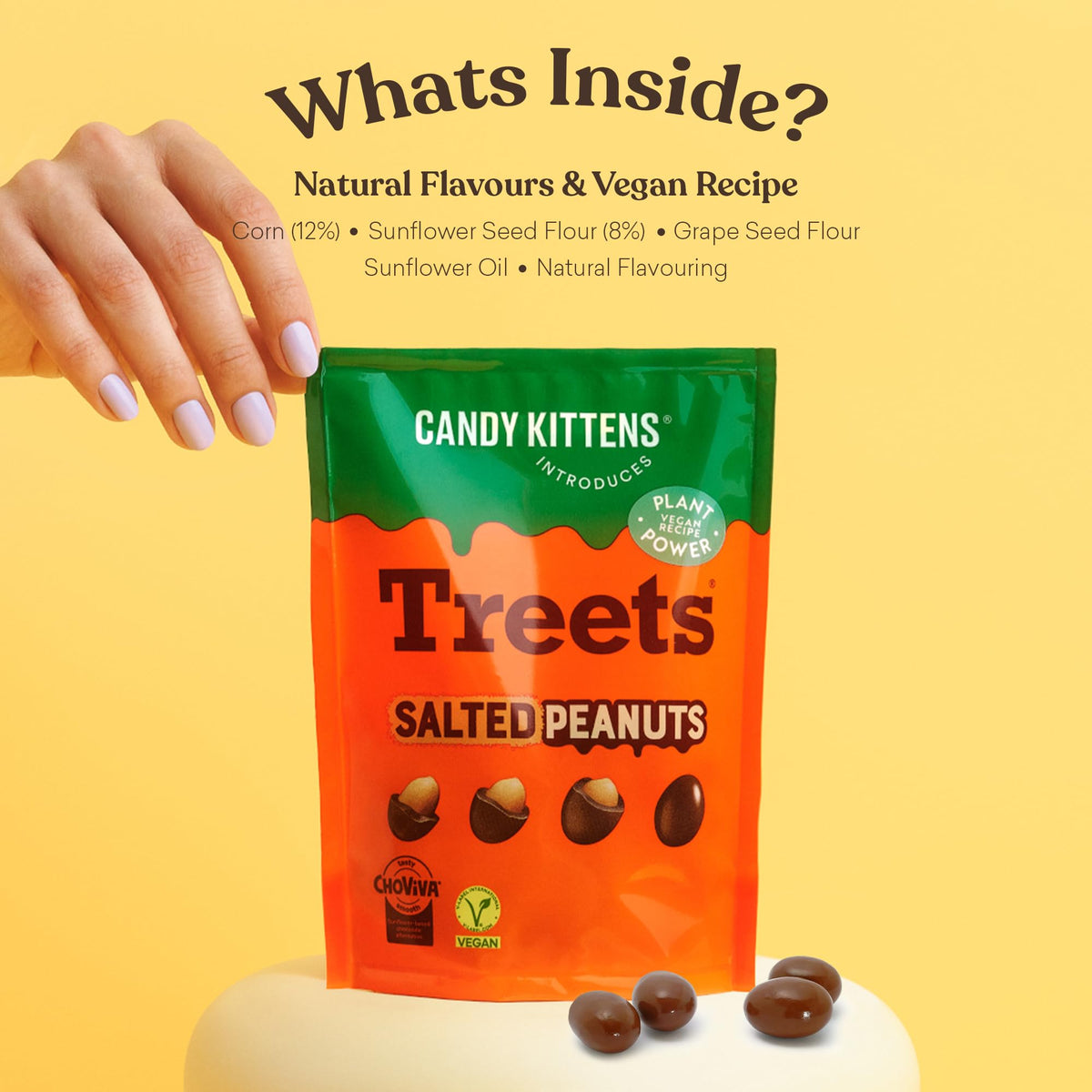 Candy Kittens Treets Rice Crispy Vegan Chocolate Snack, 120g, 1 Pack