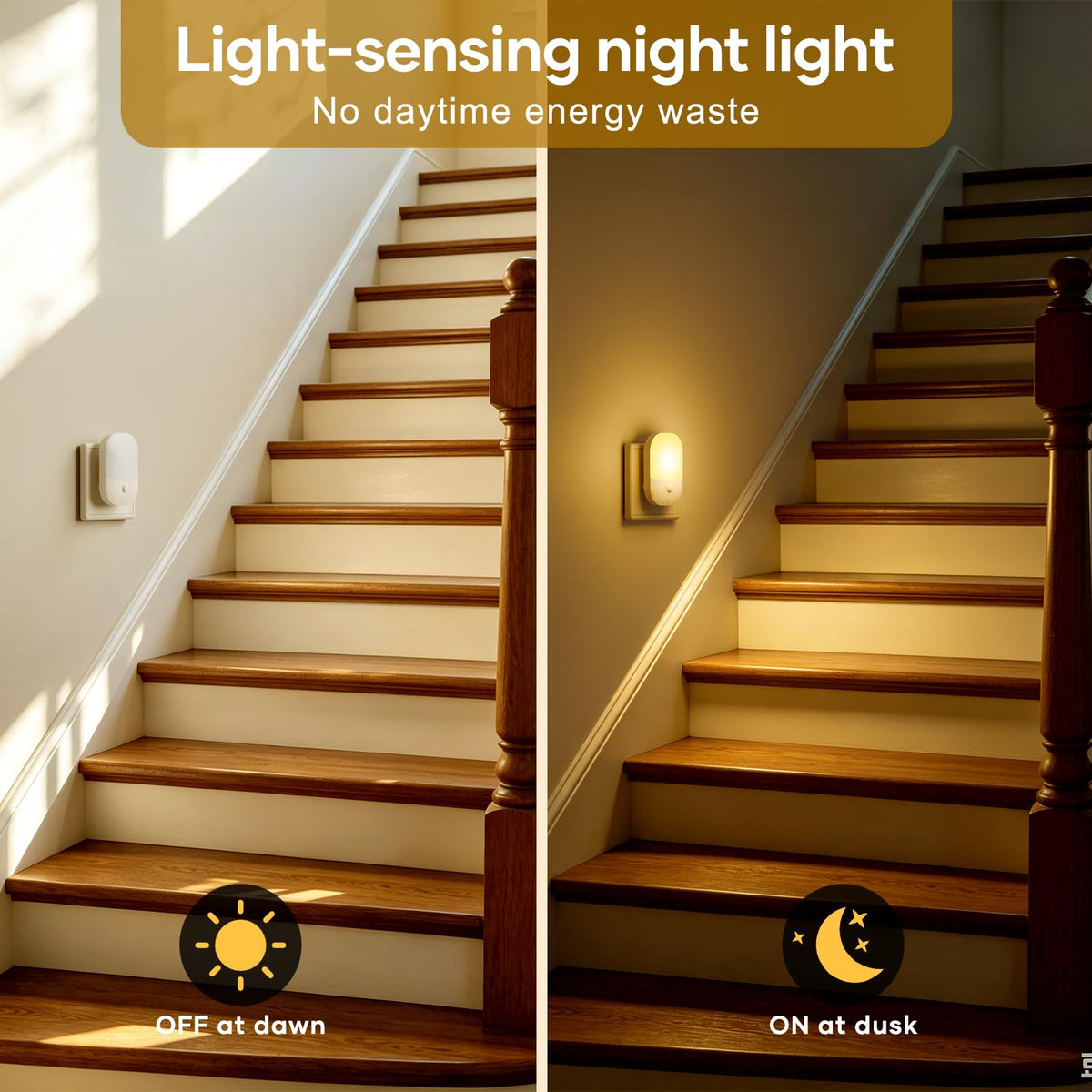 2 Pack Night Light Plug in Wall, Dimmable LED Night Light with Dusk to