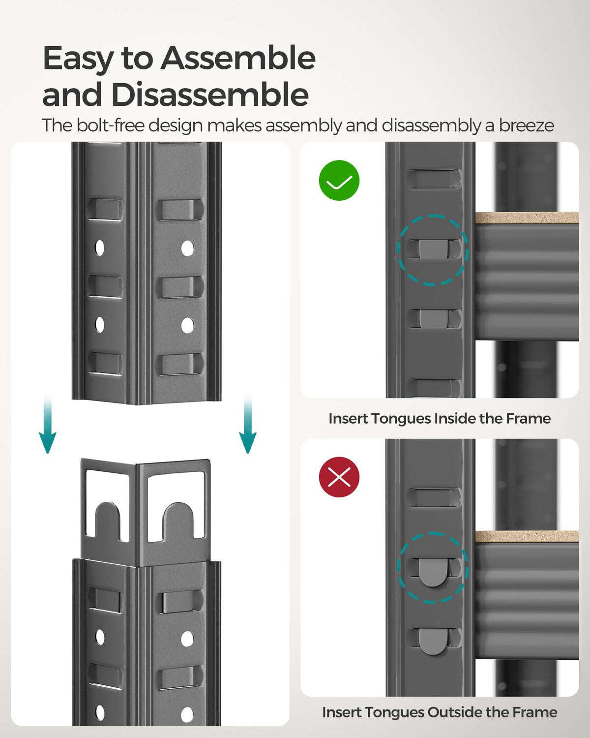SONGMICS 5-Tier Heavy-Duty Shelving Units, Set of 2, Boltless Assembly