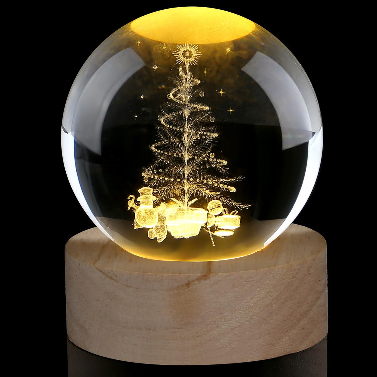 Glass Christmas Reindeer 3D Crystal Ball Christmas Ornaments