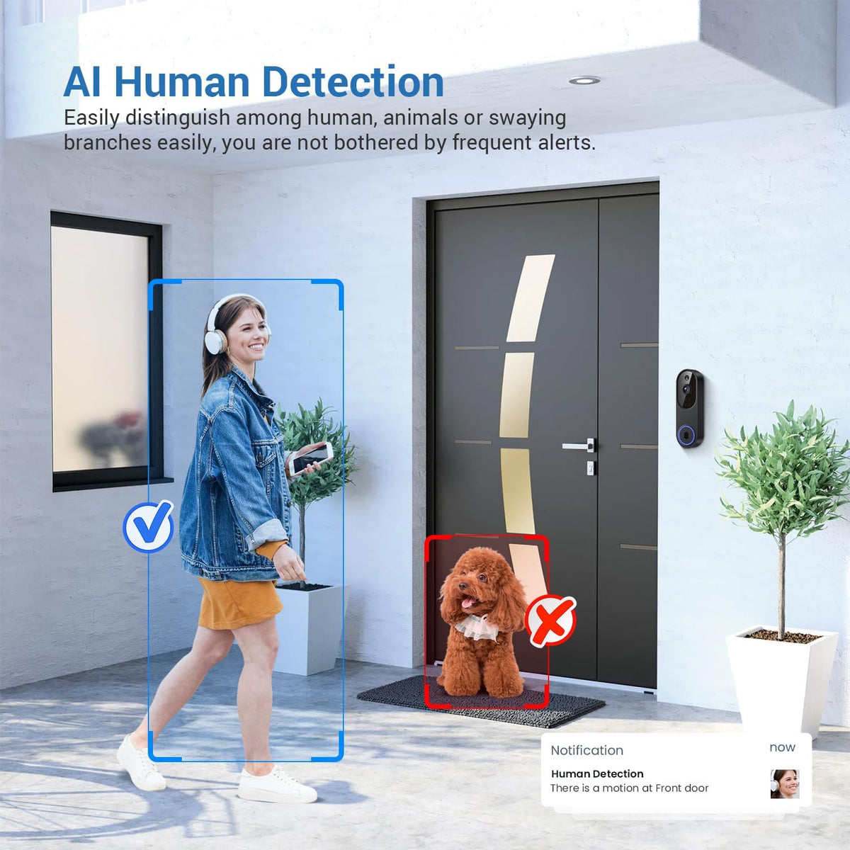 1080P Battery WiFi Video Doorbell Camera Wireless with Color Night Vision