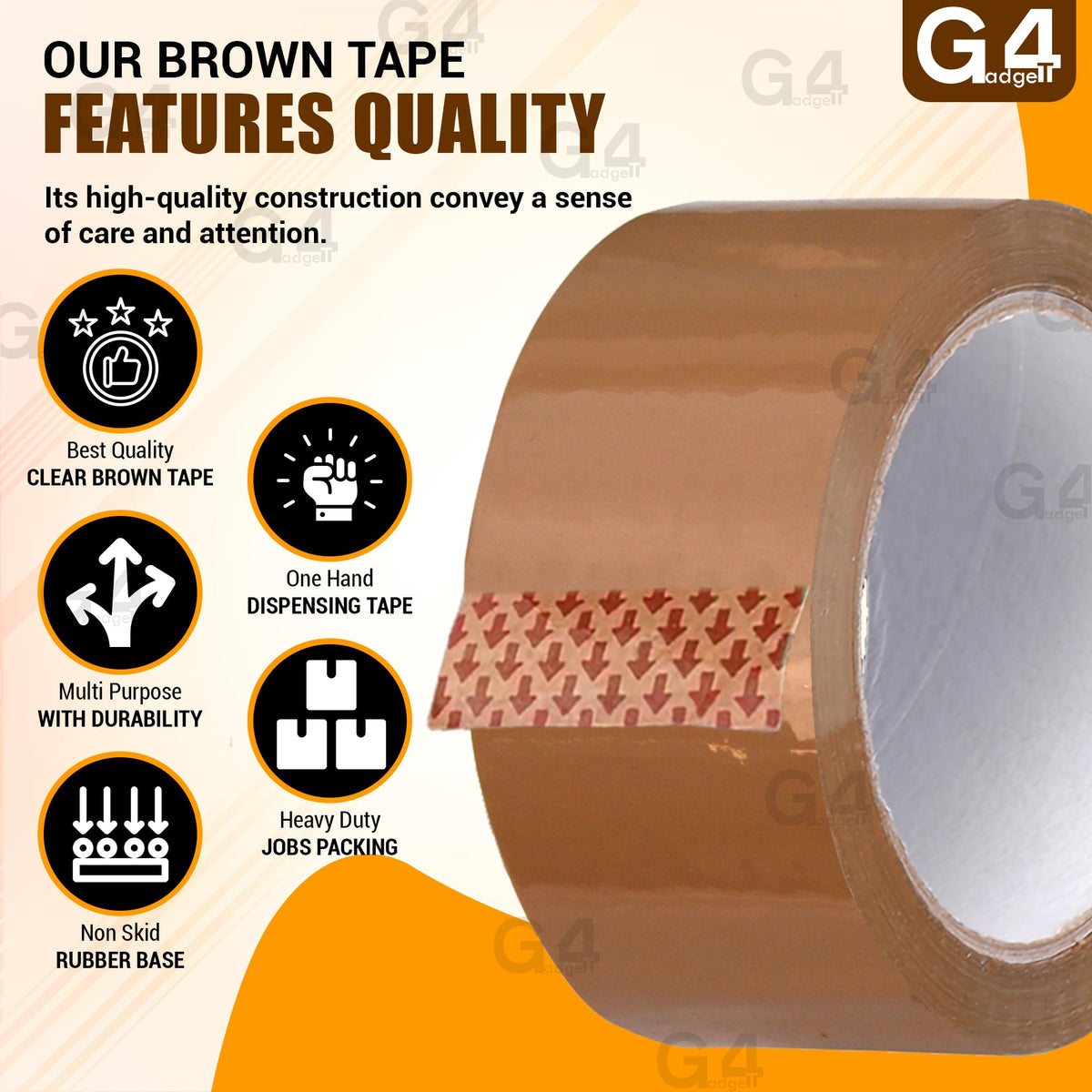 G4GADGET Pack of 3 Clear Packing Tape - Heavy Duty Transparent Tape 48mm x 66m - Ideal for Moving, Packing Boxes, and Secure Packaging